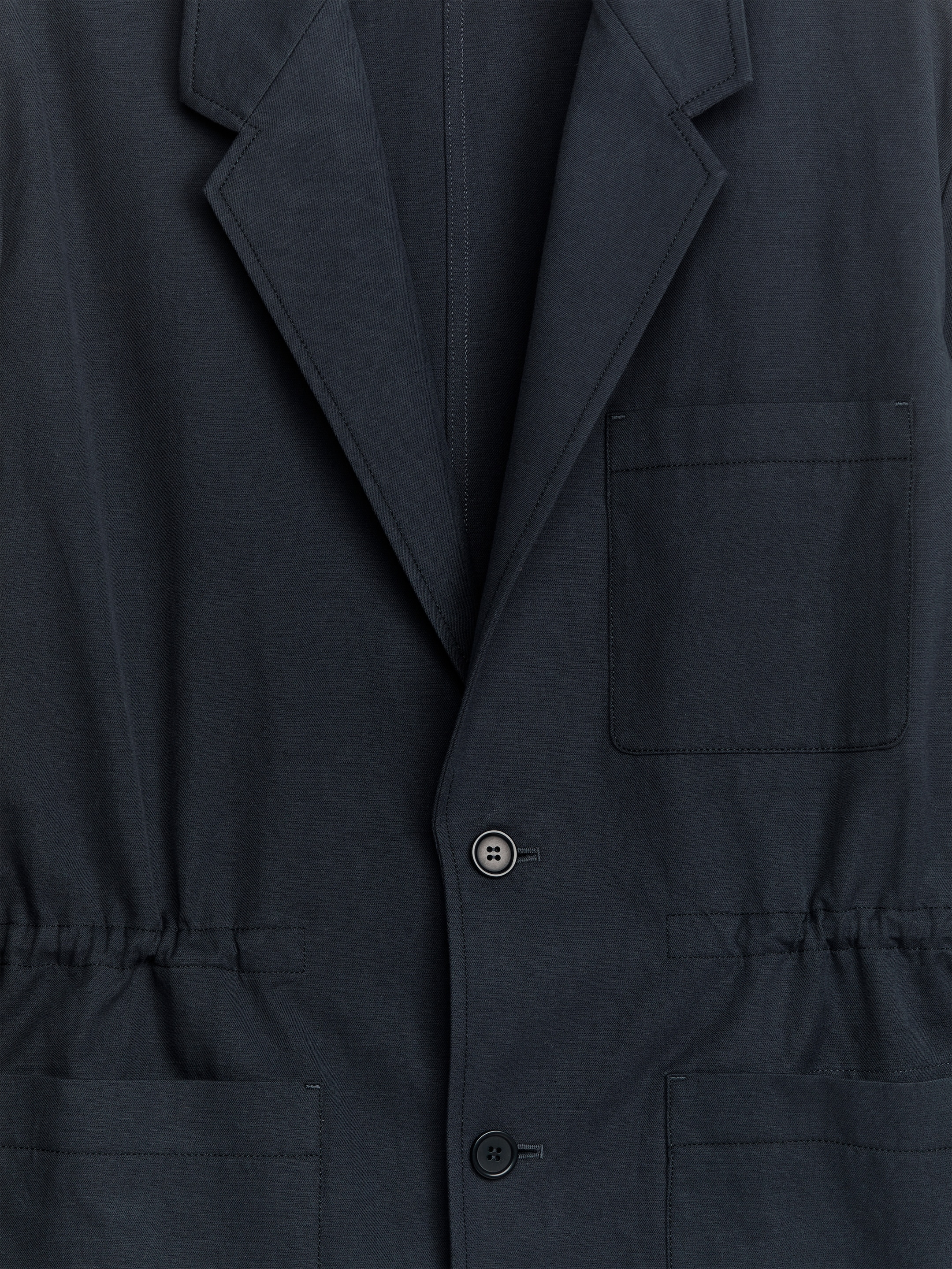 Kavaj i bomull och linne med dragsko - Mörkblå - Relaxed fit - Men - StillMedia/DescriptiveDetail - 2
