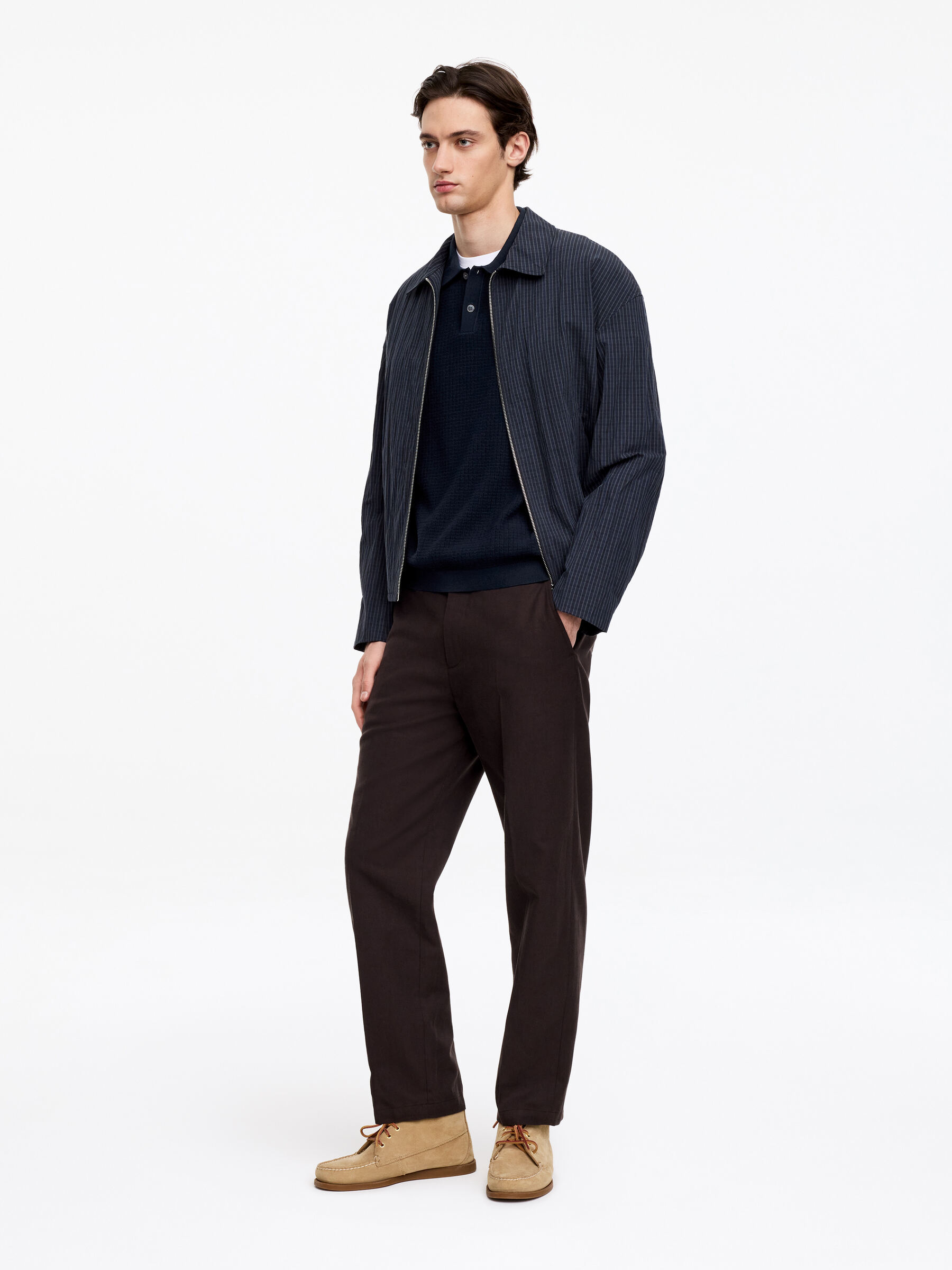 Knitted Cotton Polo Shirt - Dark Blue - Regular fit - Men - StillMedia/Lookbook - 3