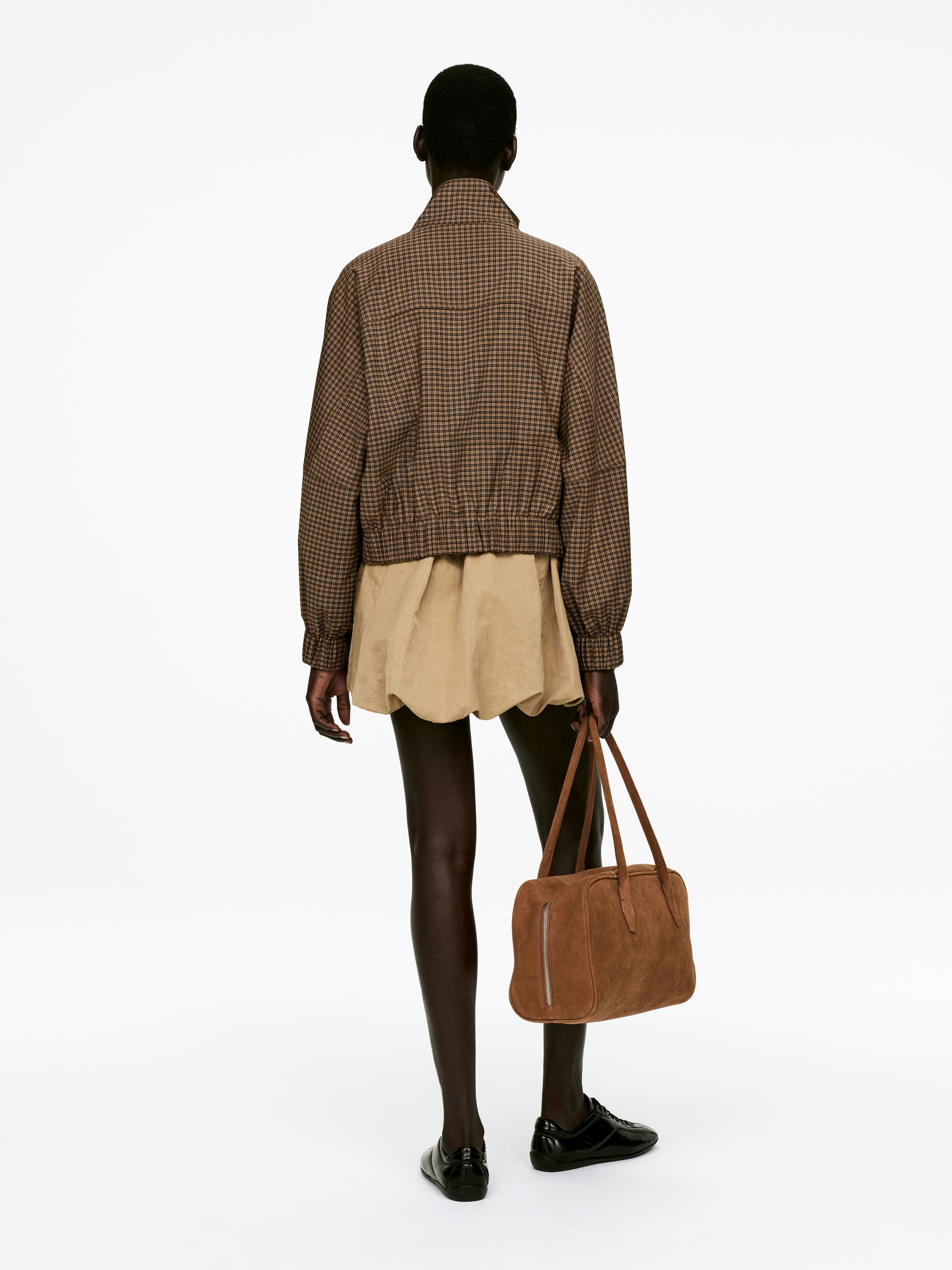 Karierte Jacke mit Reißverschluss - Braun/Karos - Loose Fit - Damen - StillMedia/Lookbook - 4