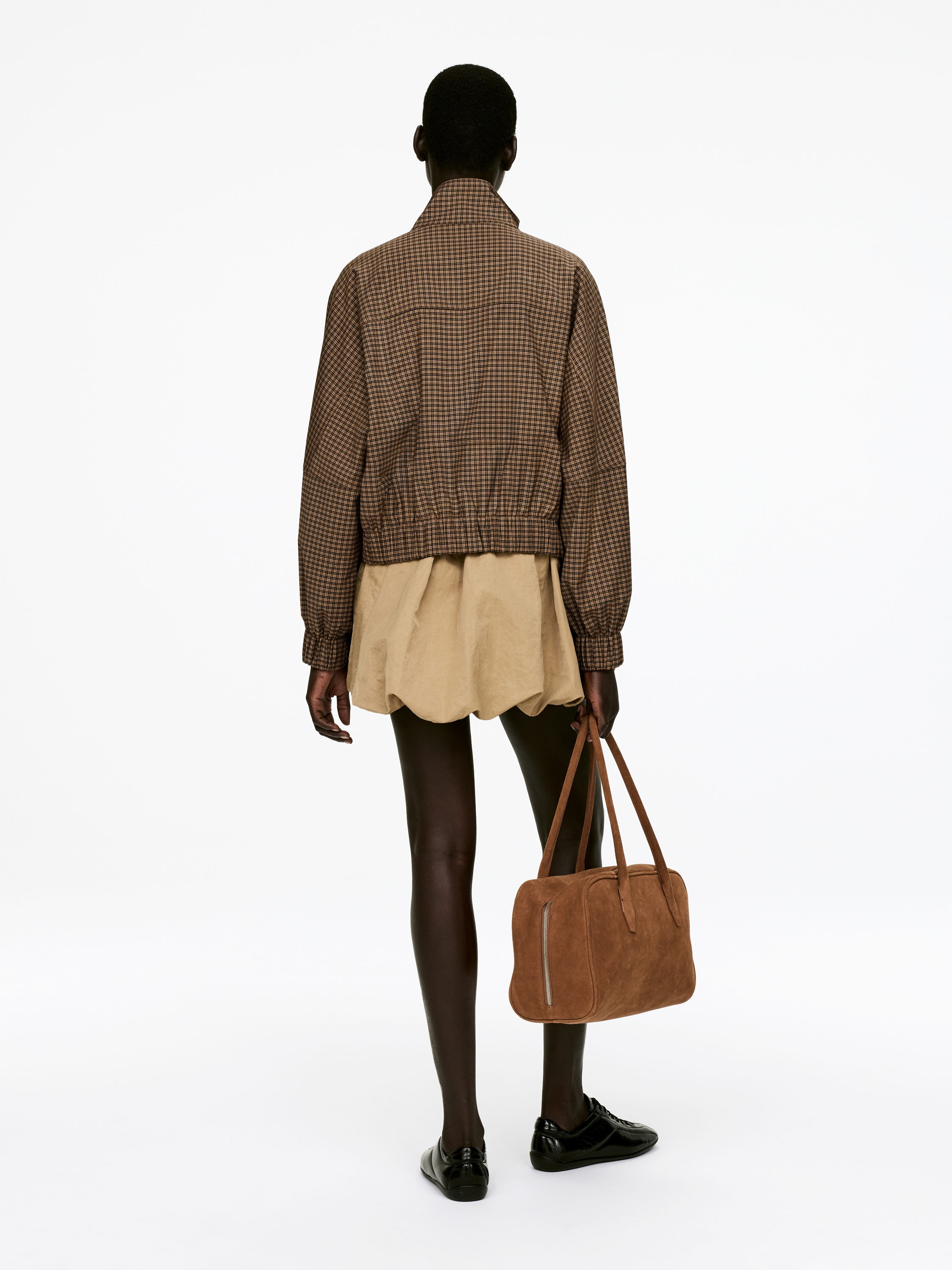 Checked Zip Jacket - Brown/Checkered - Loose fit - Women - StillMedia/Lookbook - 4