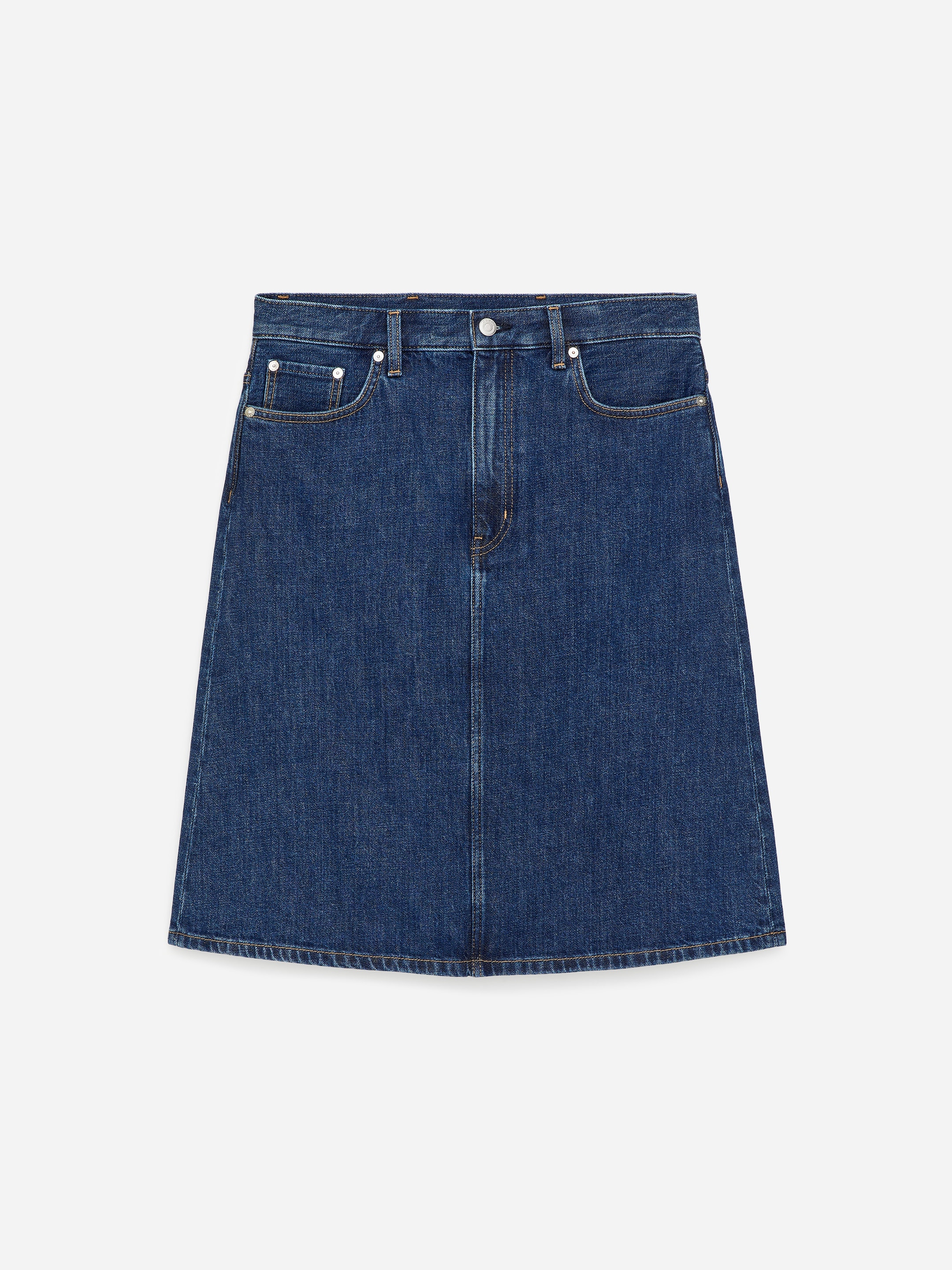 A-Line Denim Midi Skirt - Mid Blue - Regular fit - Women - StillMedia/DescriptiveStillLife - 1