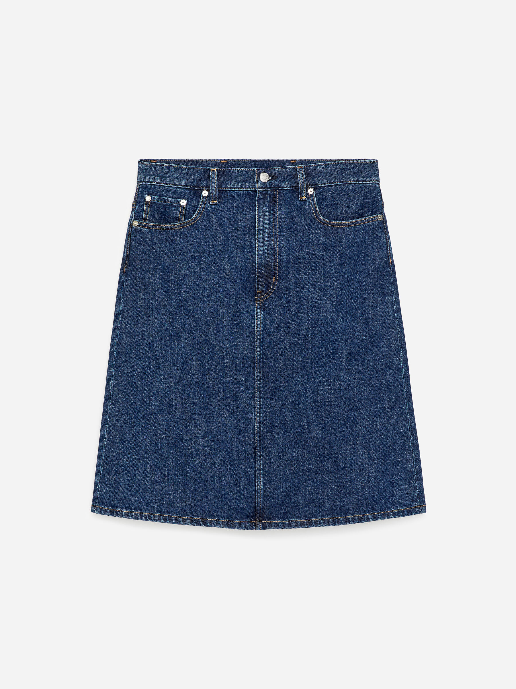 Jupe trapèze mi-longue en jean - Bleu moyen - Regular fit - Femme - StillMedia/DescriptiveStillLife - 1