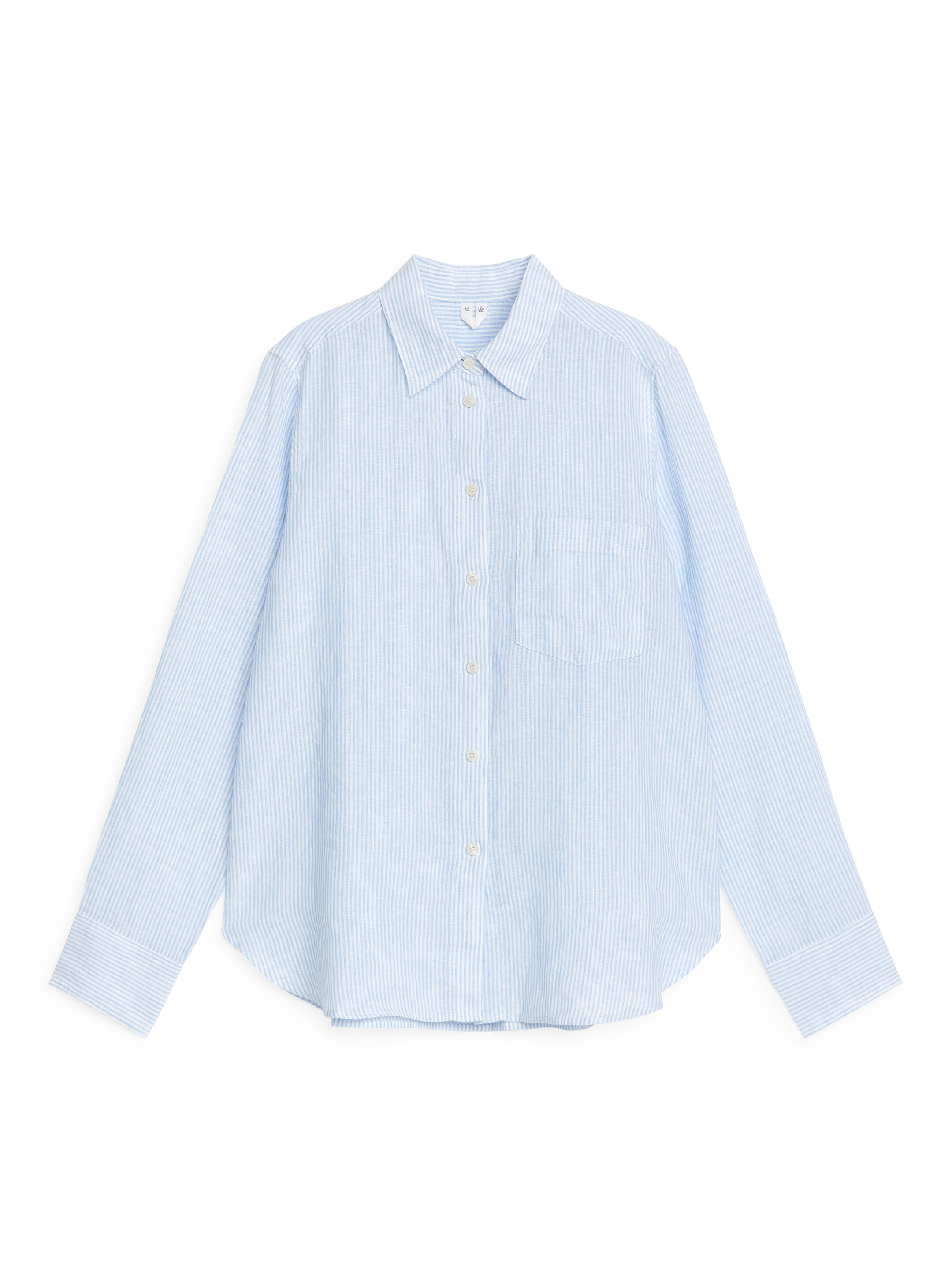 Größeres Bild anzeigen: Leinenhemd - Weiß/Blau - Ladies | H&M AT 1