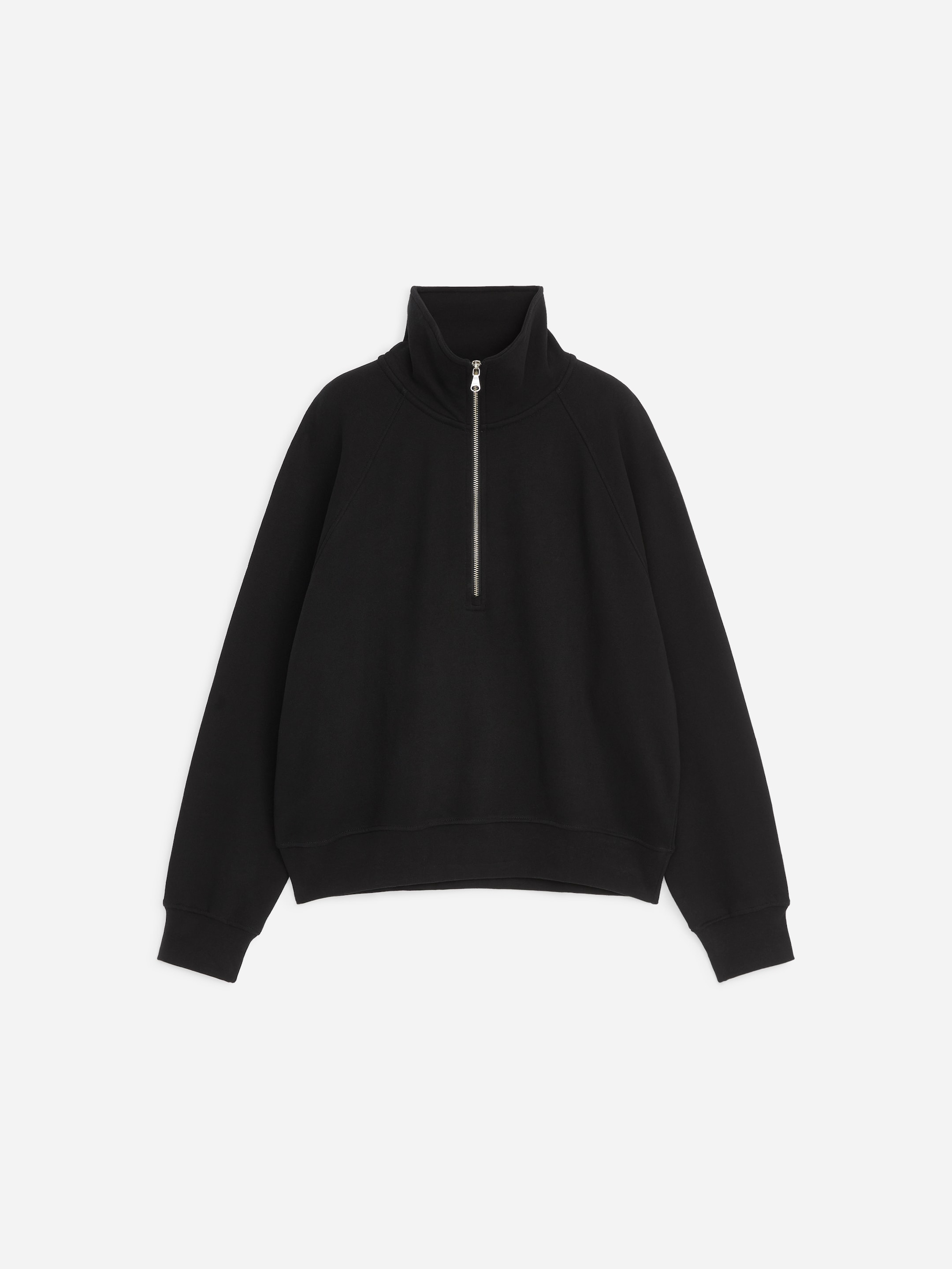 French-Terry-Sweatshirt mit kurzem Reißverschluss - Schwarz - Relaxed Fit - women - StillMedia/DescriptiveStillLife - 1