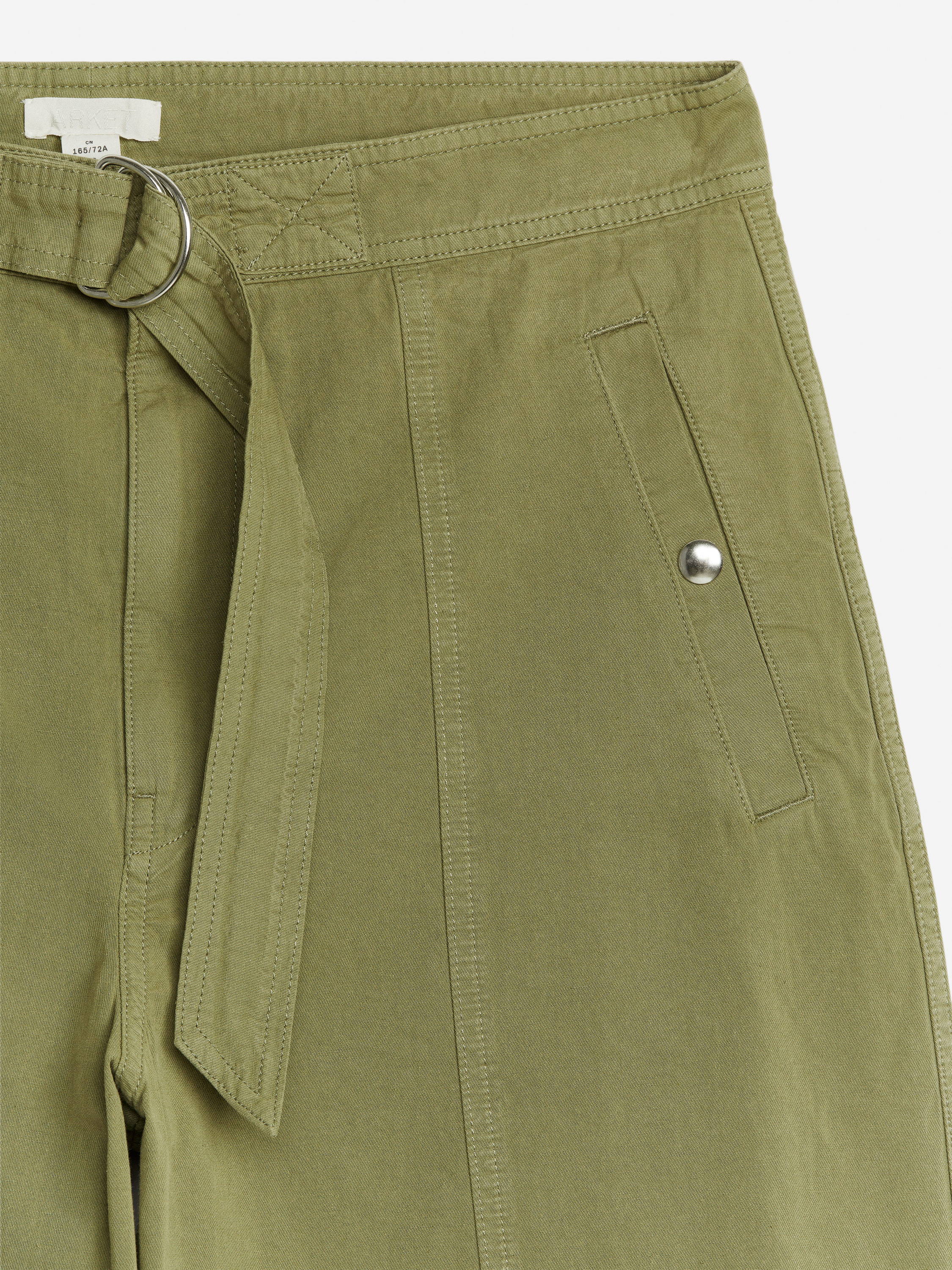 Relaxed Belted Trousers - Khaki Green - Relaxed fit - Women - StillMedia/DescriptiveDetail - 1