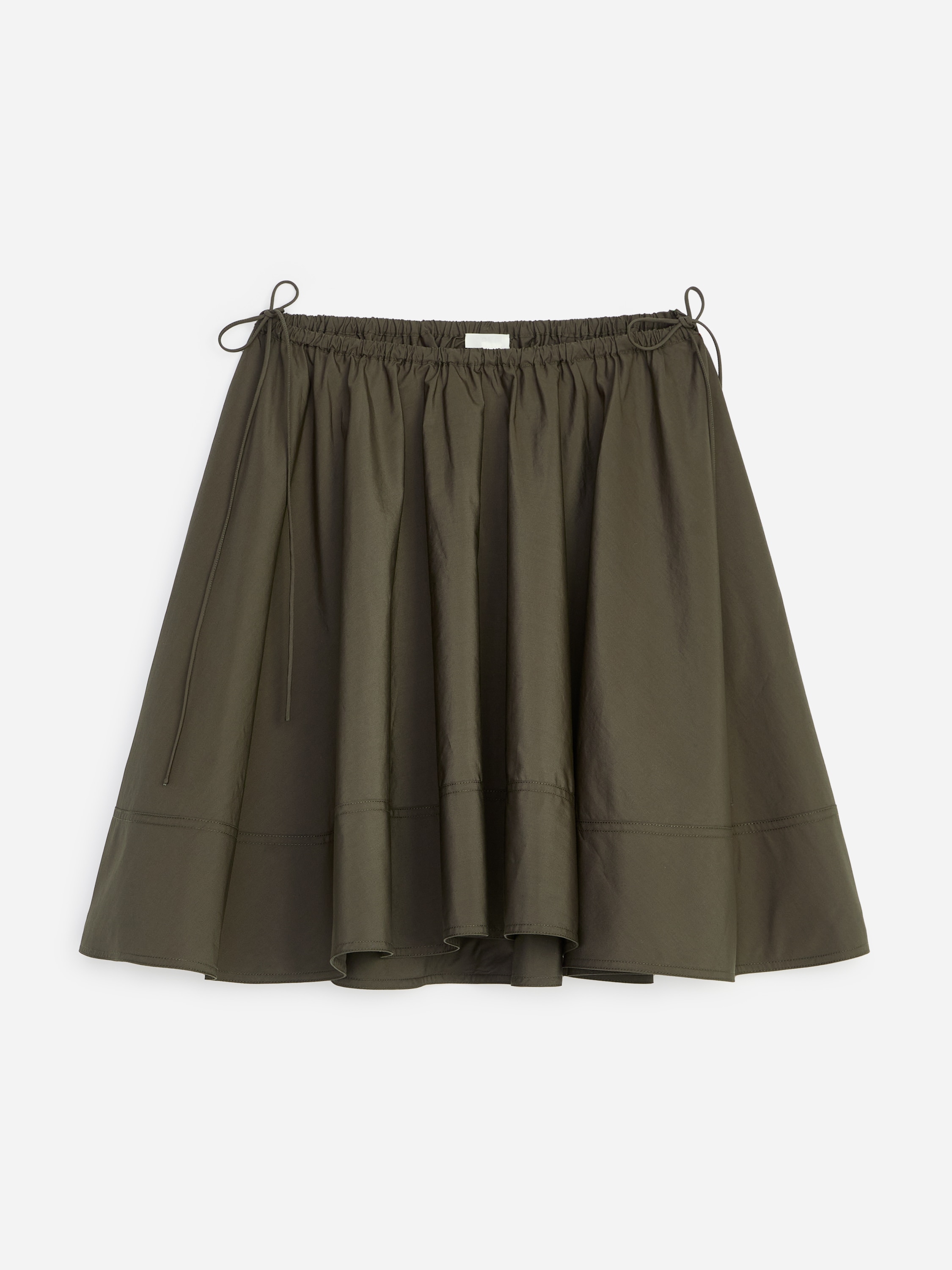Cotton Circle Skirt - Khaki Green/White