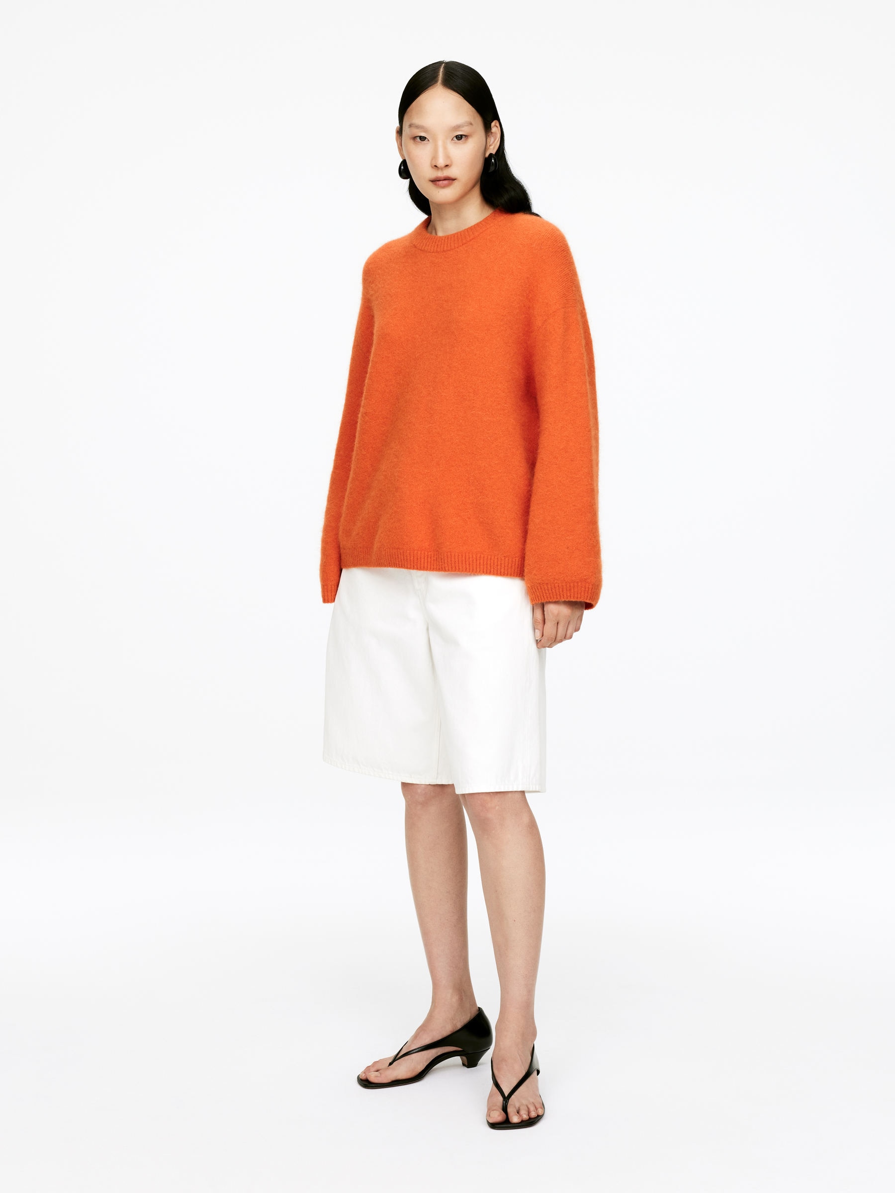 Alpaca-Wool Blend Jumper - Reddish Orange - Oversized - Women - StillMedia/Lookbook - 3