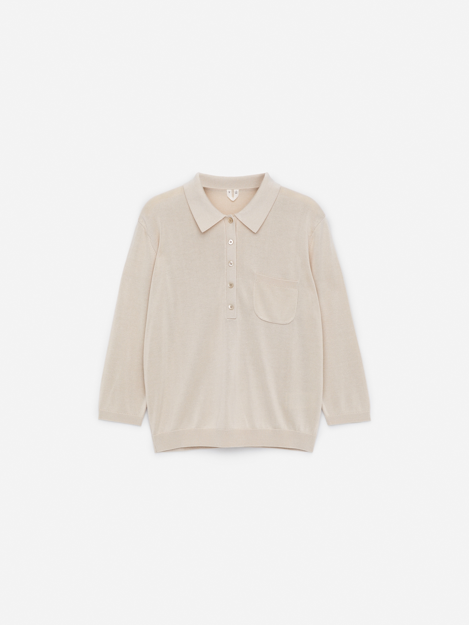 Strikket poloshirt - Råhvid