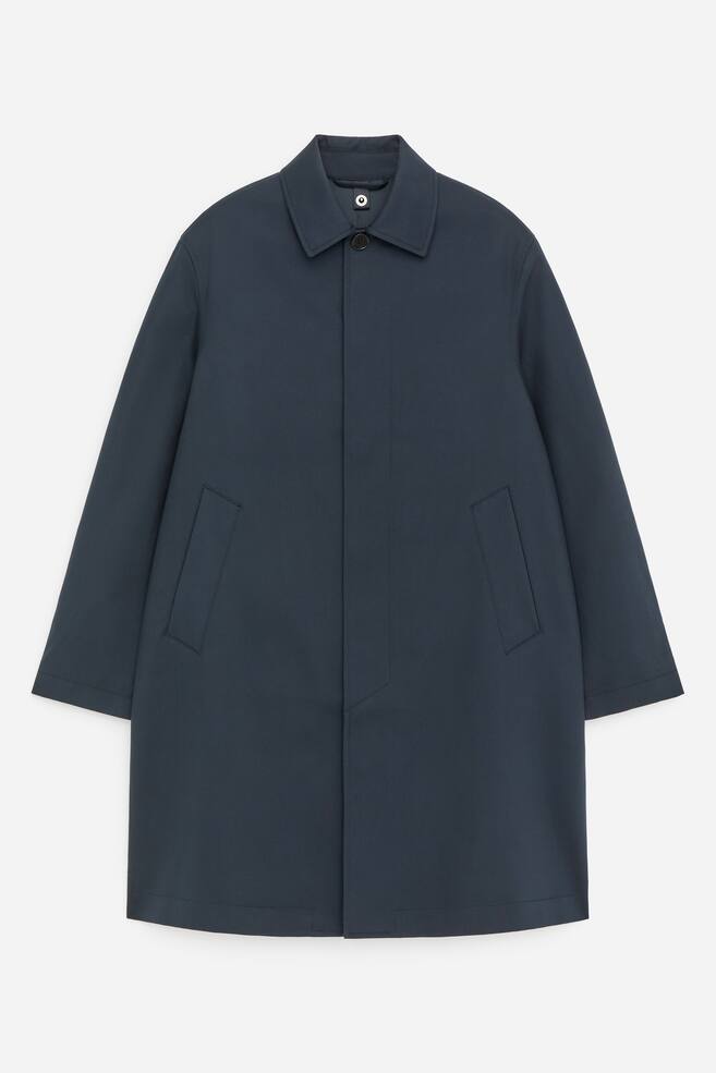 Chaqueta larga de algodón tipo car coat - Azul oscuro - 1