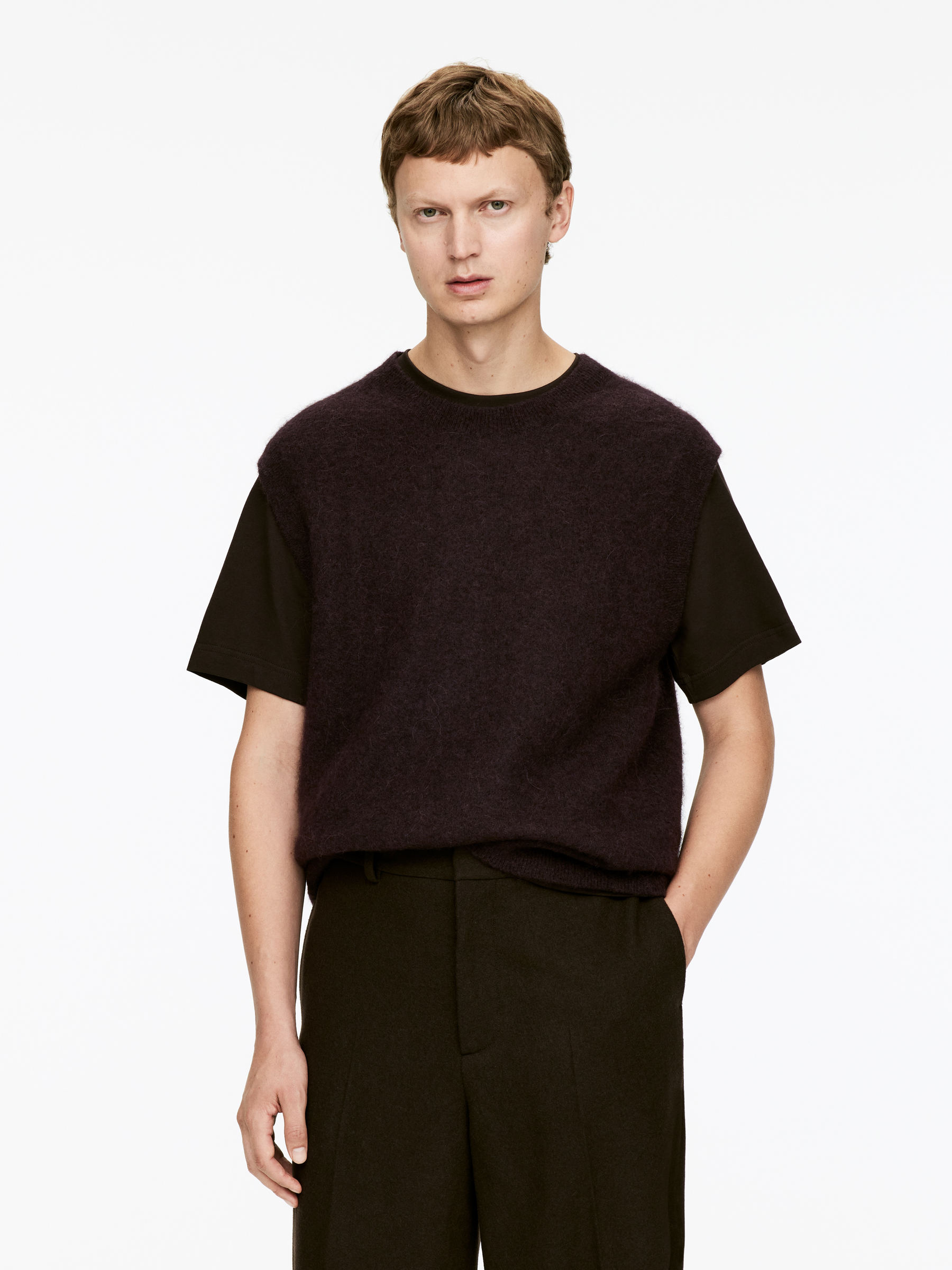 Alpaca Wool-Blend Vest-#330F1A-14156