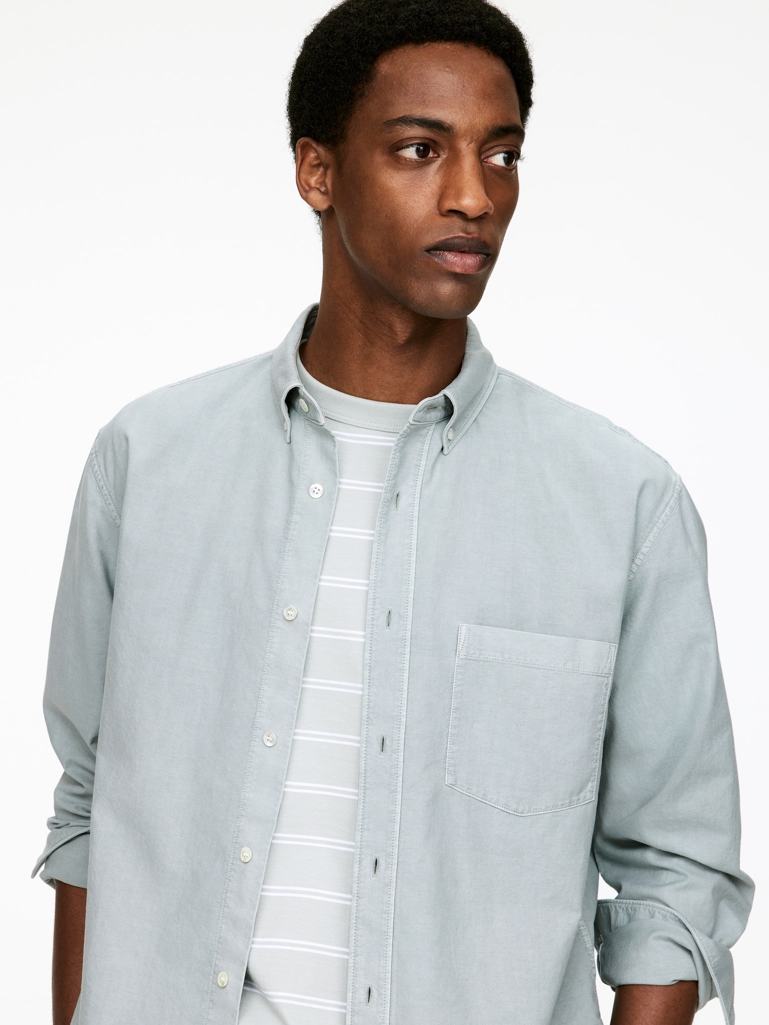 Chemise Oxford décontractée - Menthe poudrée/Bleu - 5