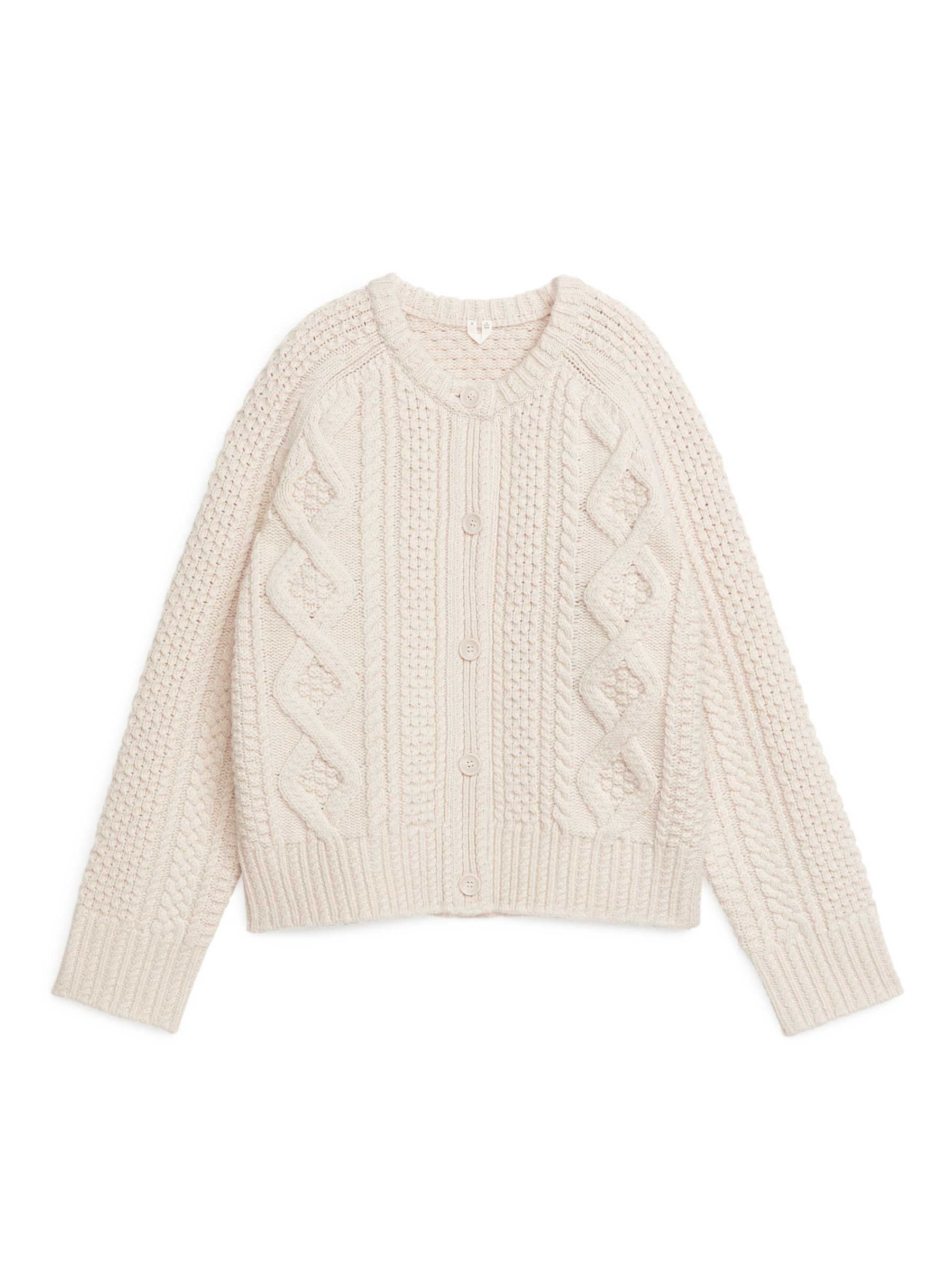 CableKnit Wool Cardigan - Off White - Women - StillMedia/DescriptiveStillLife - 4