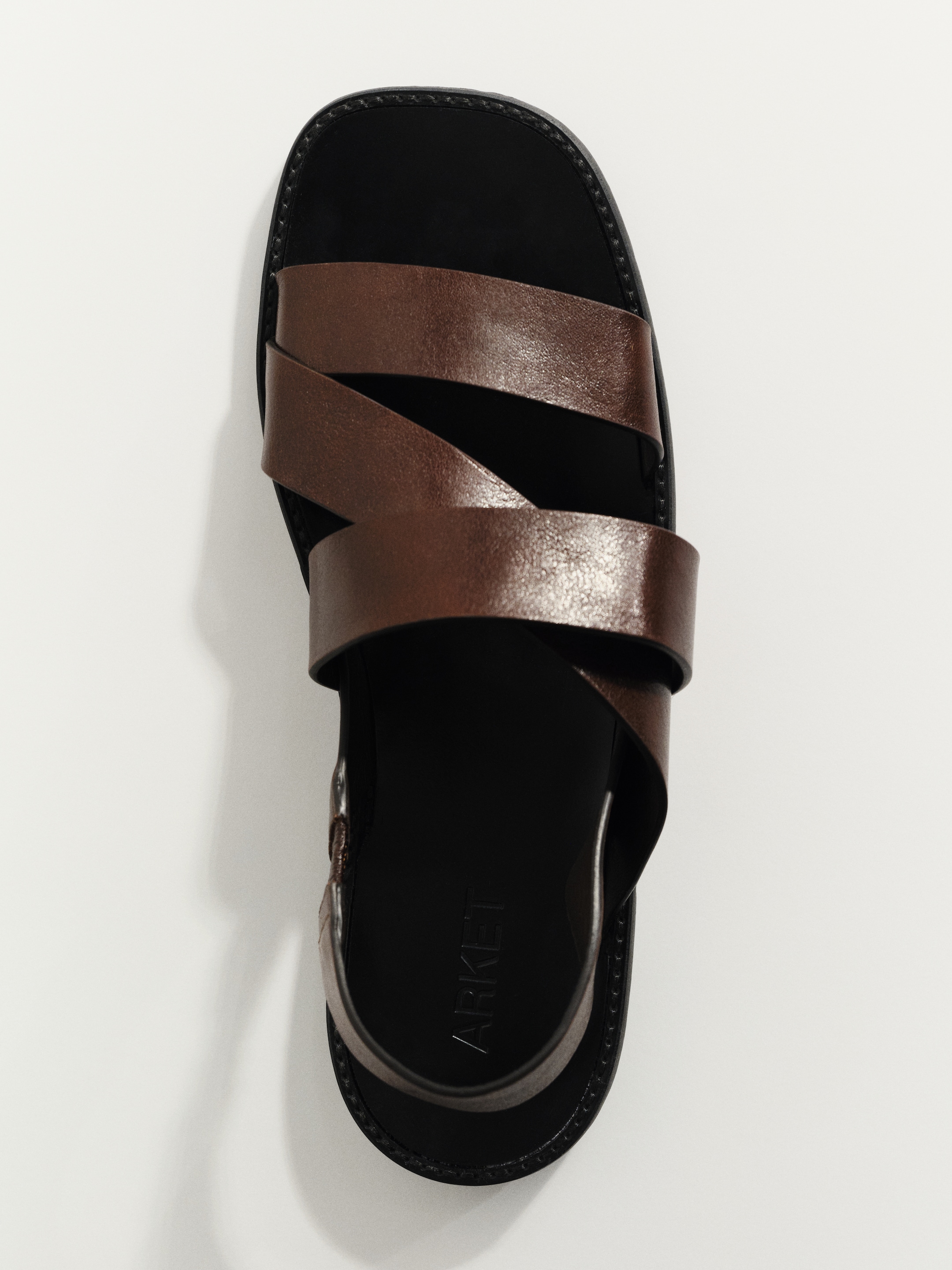Leather Strap Sandals-#3F3838-19042
