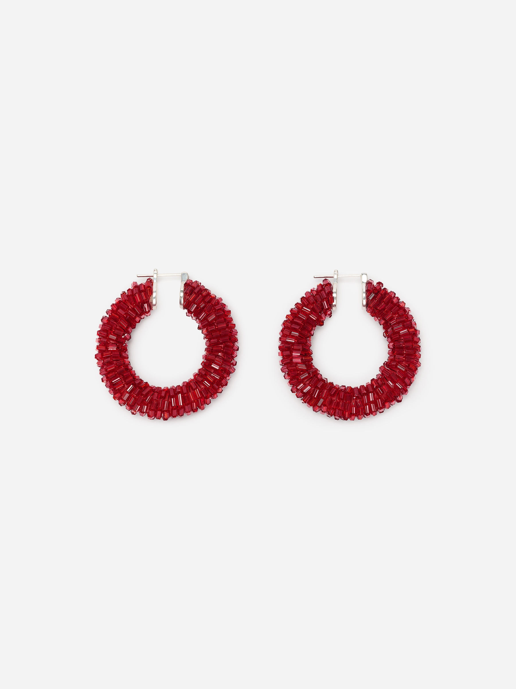 Beaded Hoop Earrings-#B32B34-17964