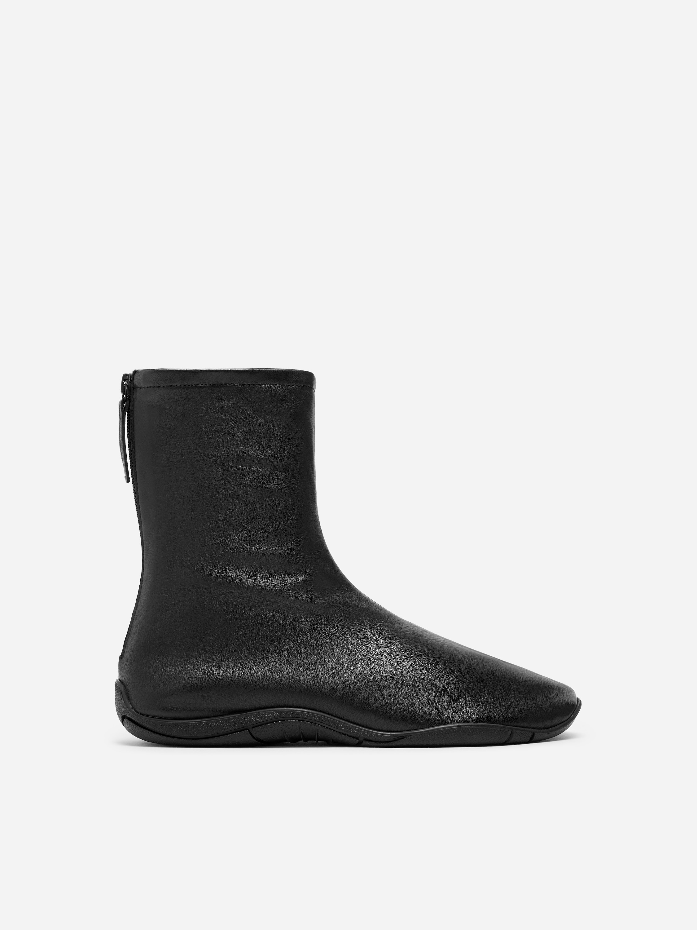 Botines deportivos de piel estilo calcetín - Negro