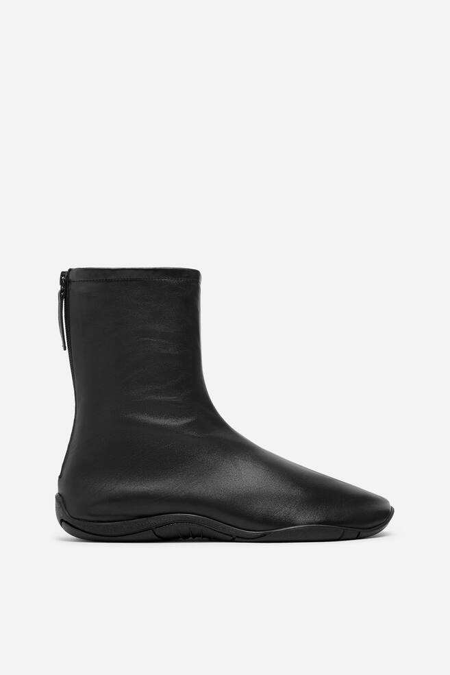 Sporty Leather Sock Boots - Black - 1