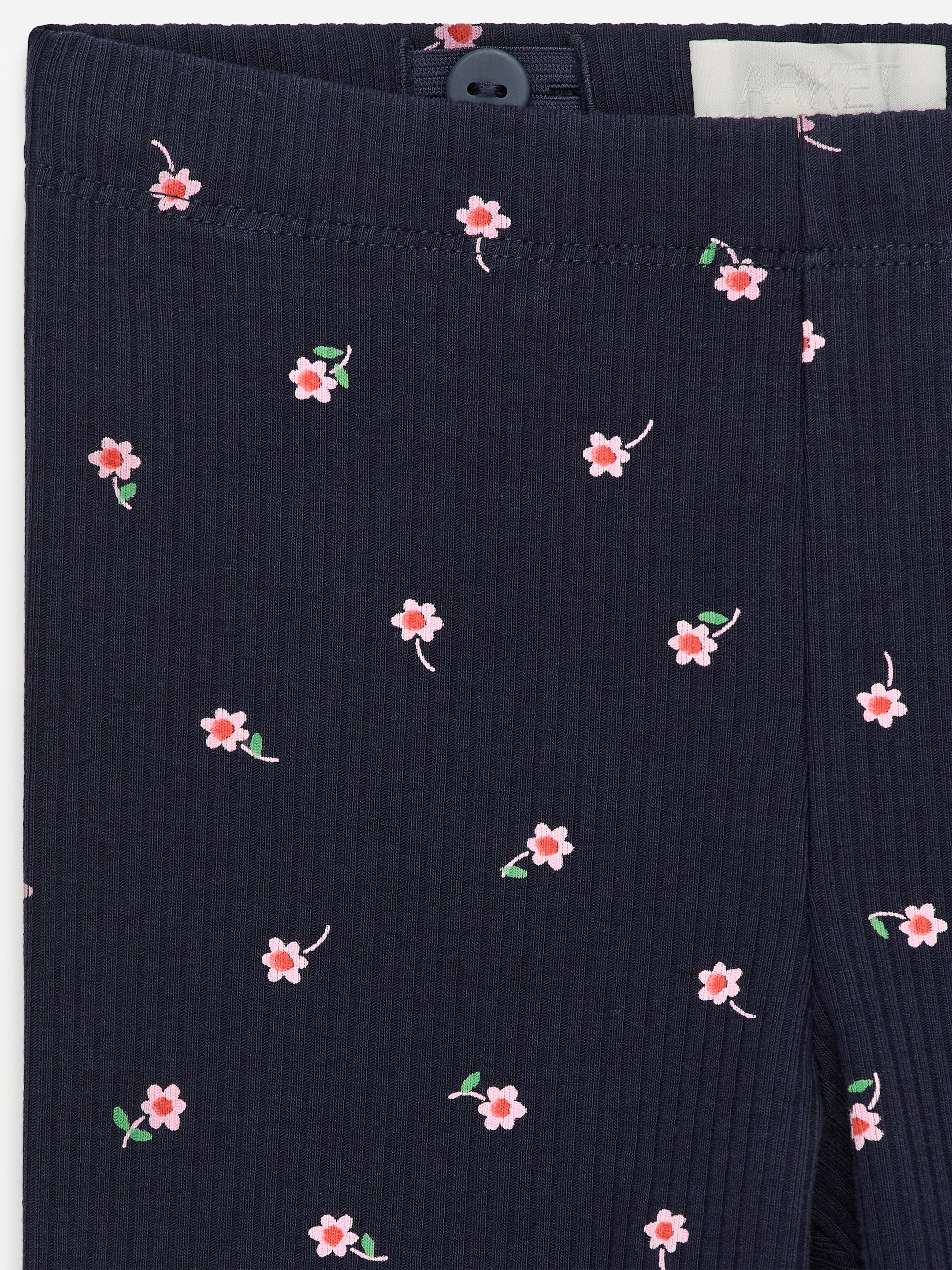 Leggings de canalé - Azul oscuro/flores rosas - Corte ajustado - Children - StillMedia/DescriptiveDetail - 1