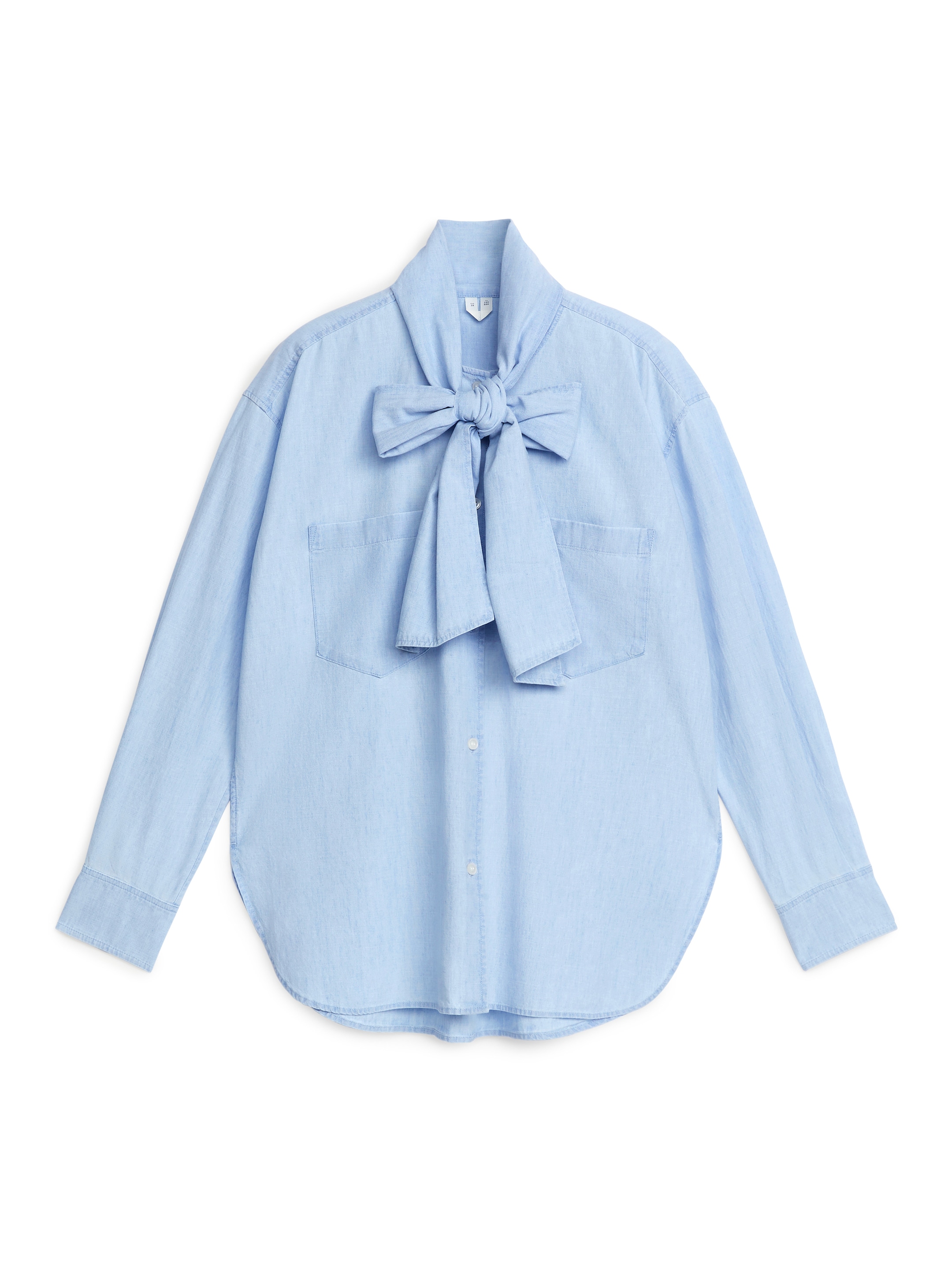 Bow-Detail Chambray Shirt - Light Blue - Regular fit - Women - StillMedia/DescriptiveStillLife - 2
