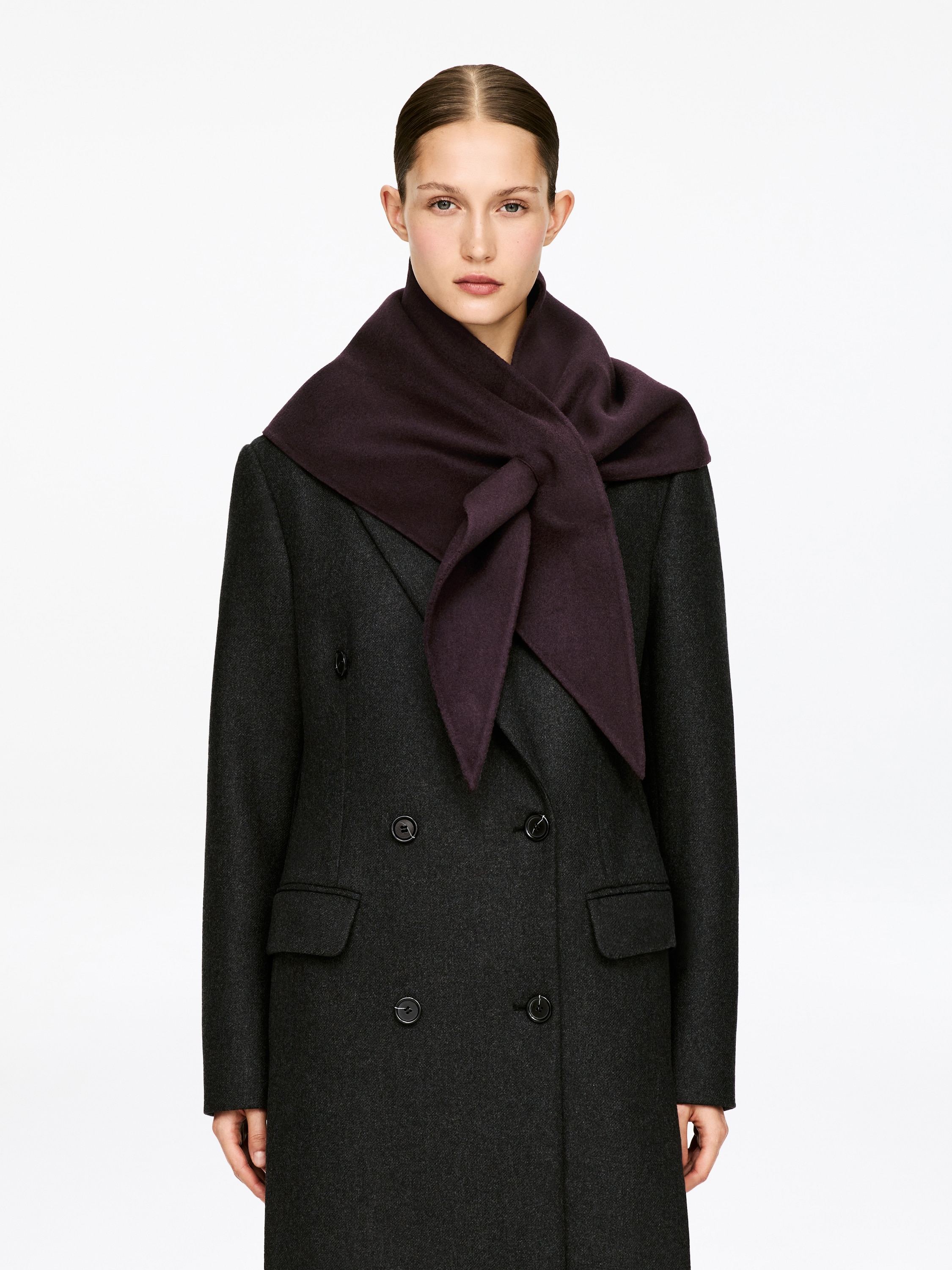 Sciarpa in lana a triangolo - Bordeaux/Nero