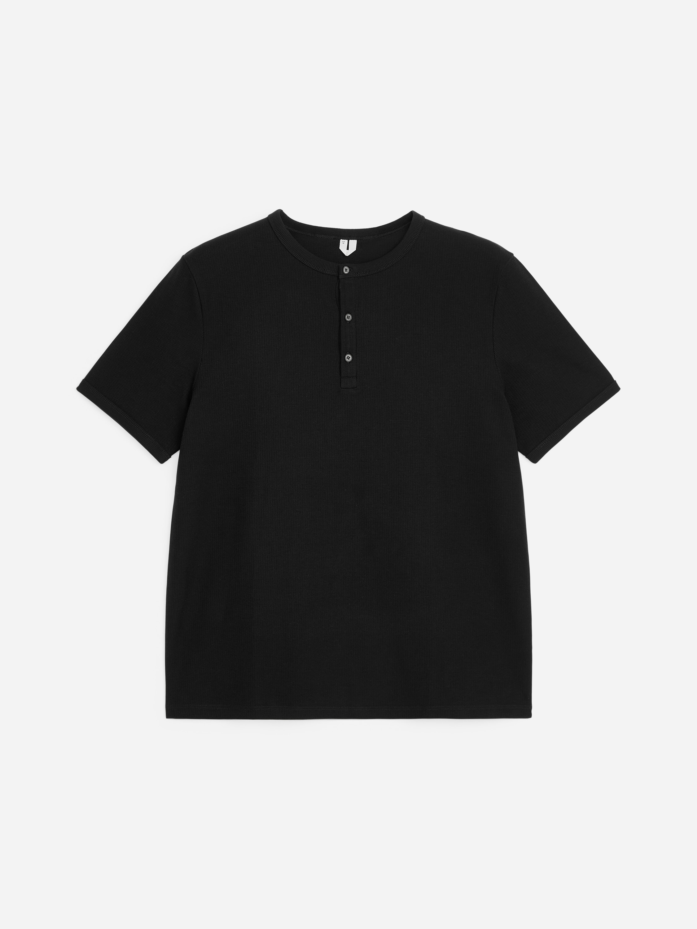 Henley-Shirt mit kurzen Ärmeln - Schwarz/Cremeweiß
