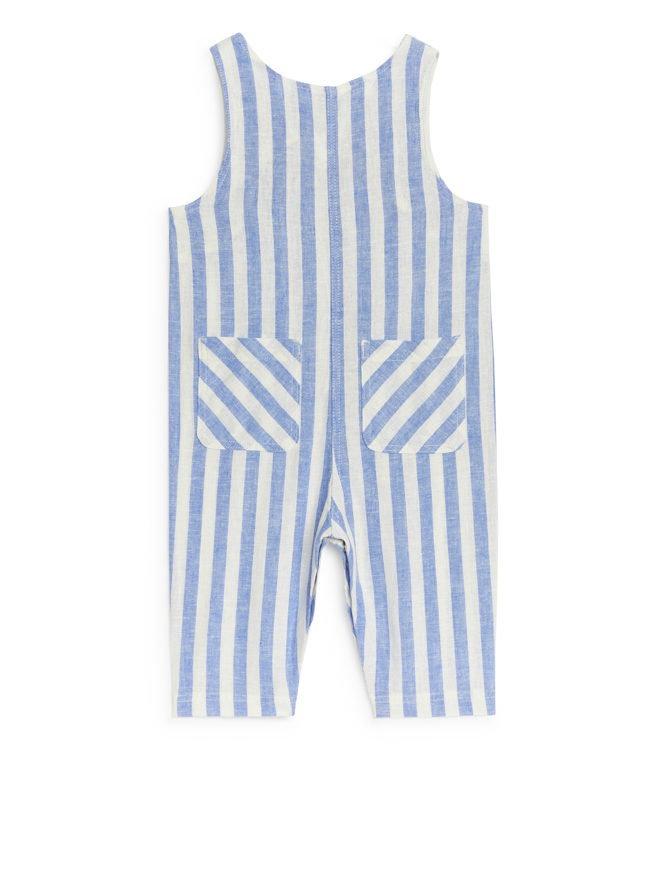 Cotton-Linen Dungarees - White/Blue - Regular fit - Children - StillMedia/DescriptiveStillLife - 3