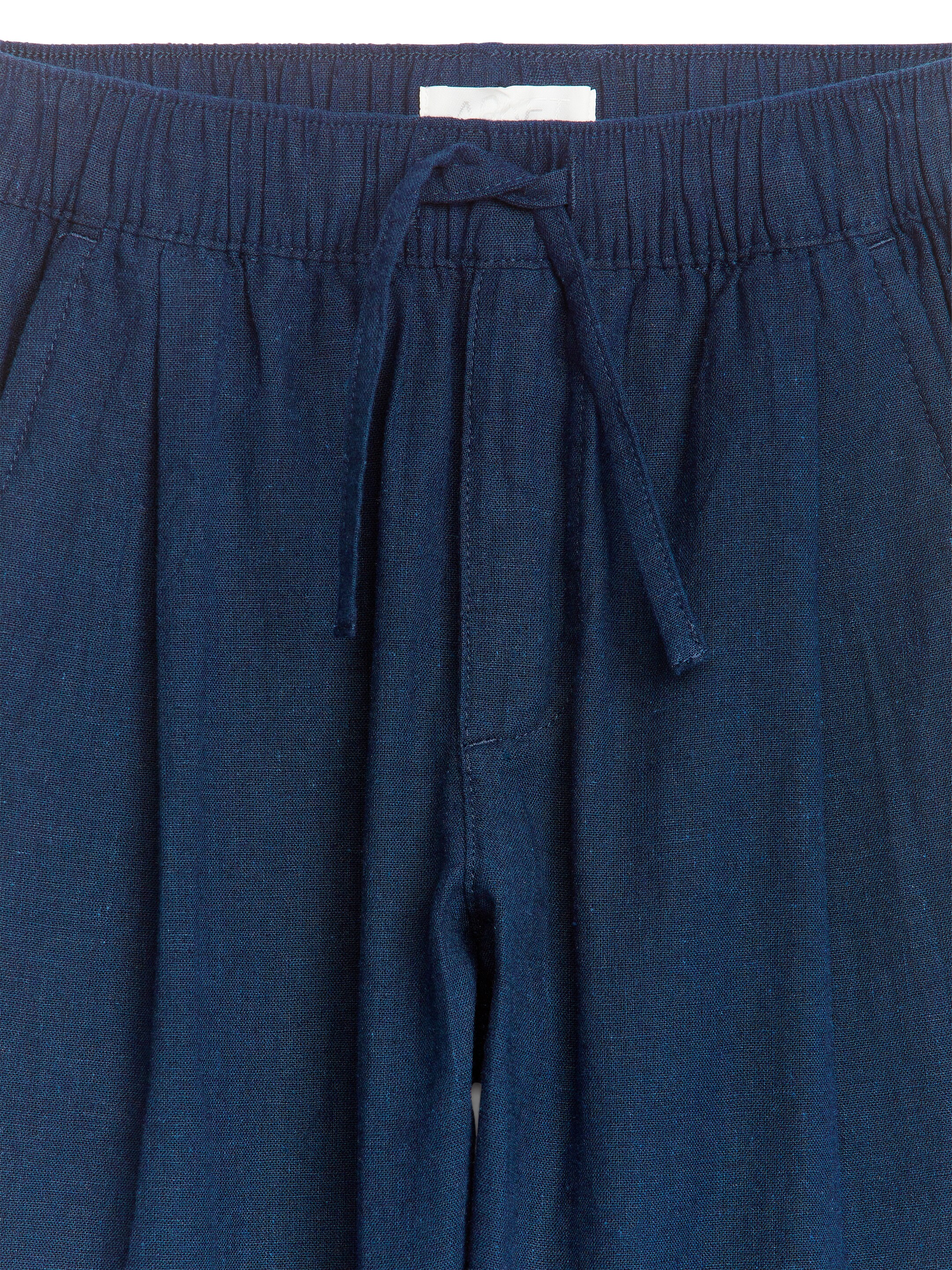 Visa större bild: Linnebyxor med dragsko - Mörkblå - BARN | H&M SE 3