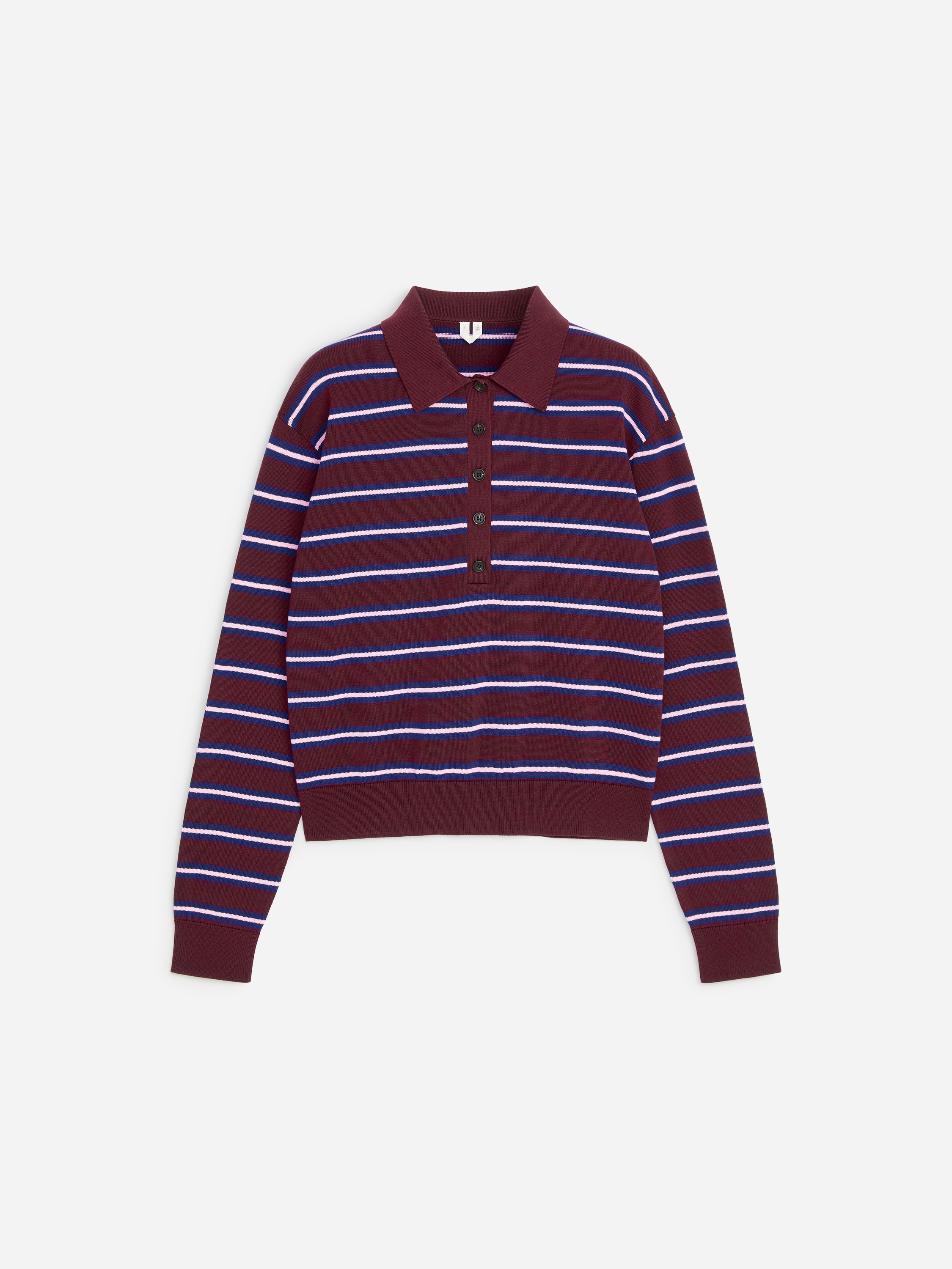 Knitted Polo Shirt - Dark Red/Blue/Pink/Light Blue/Dark Red/White