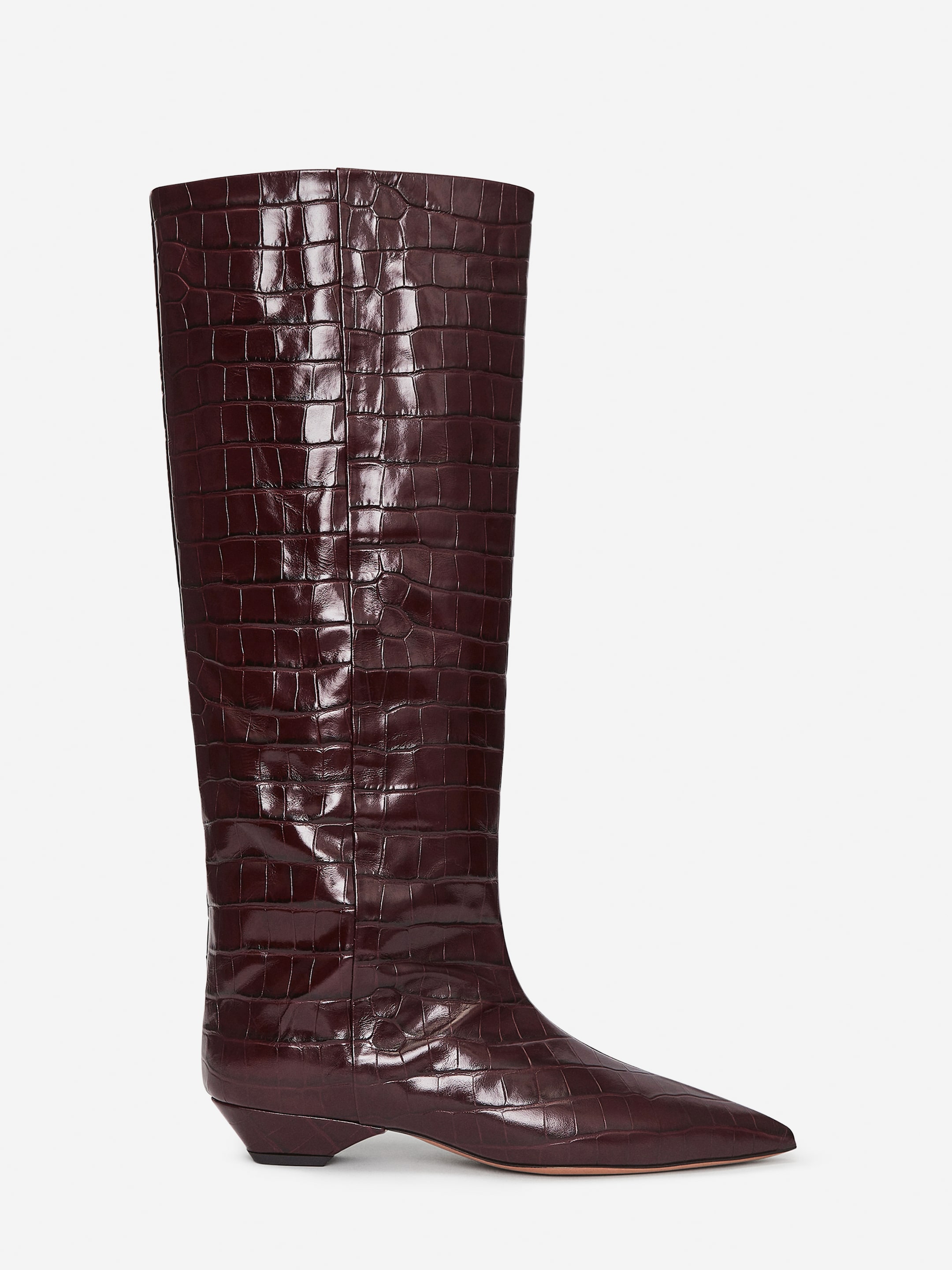 Zobacz większy obraz: Skórzane buty do kolan - Ciemnoczerwony - ONA | H&M PL 1