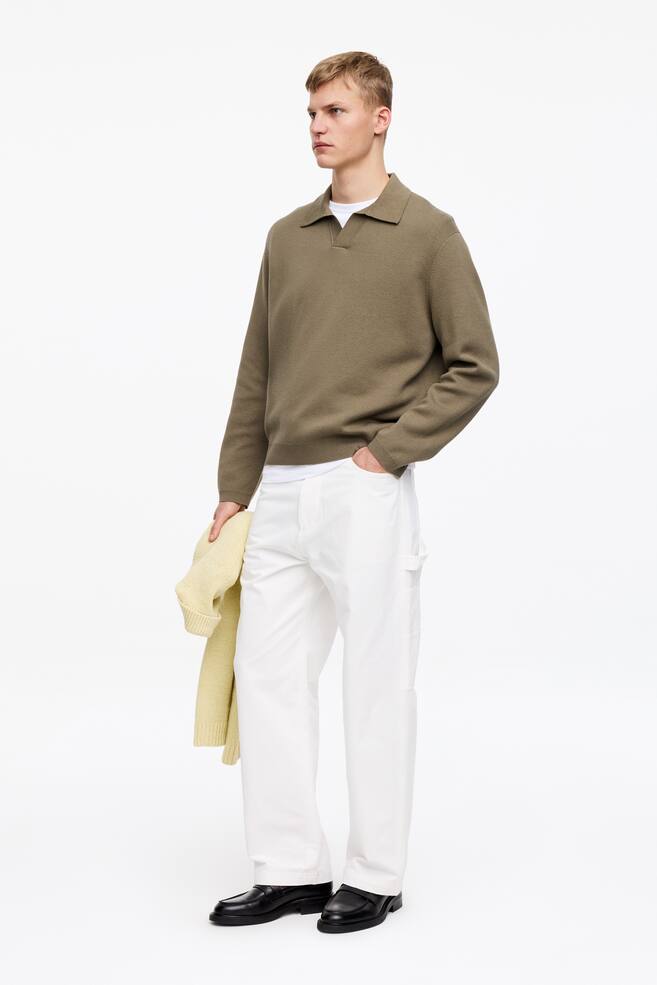 Poloshirt aus Baumwolle und Seide-Khaki - 6