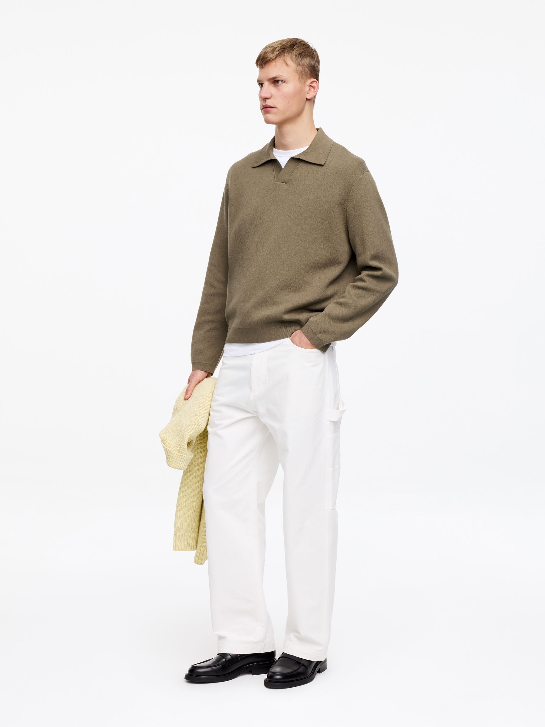 Polo en mezcla de algodón y seda - Verde caqui - Corte relajado - Men - StillMedia/Lookbook - 3