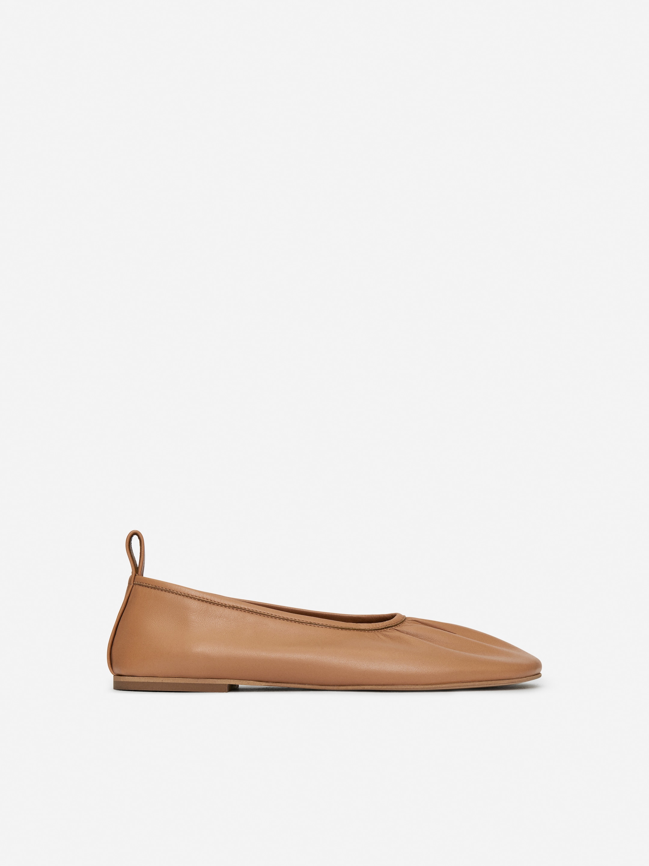 Leather Ballet Flats-#A37D58-14613
