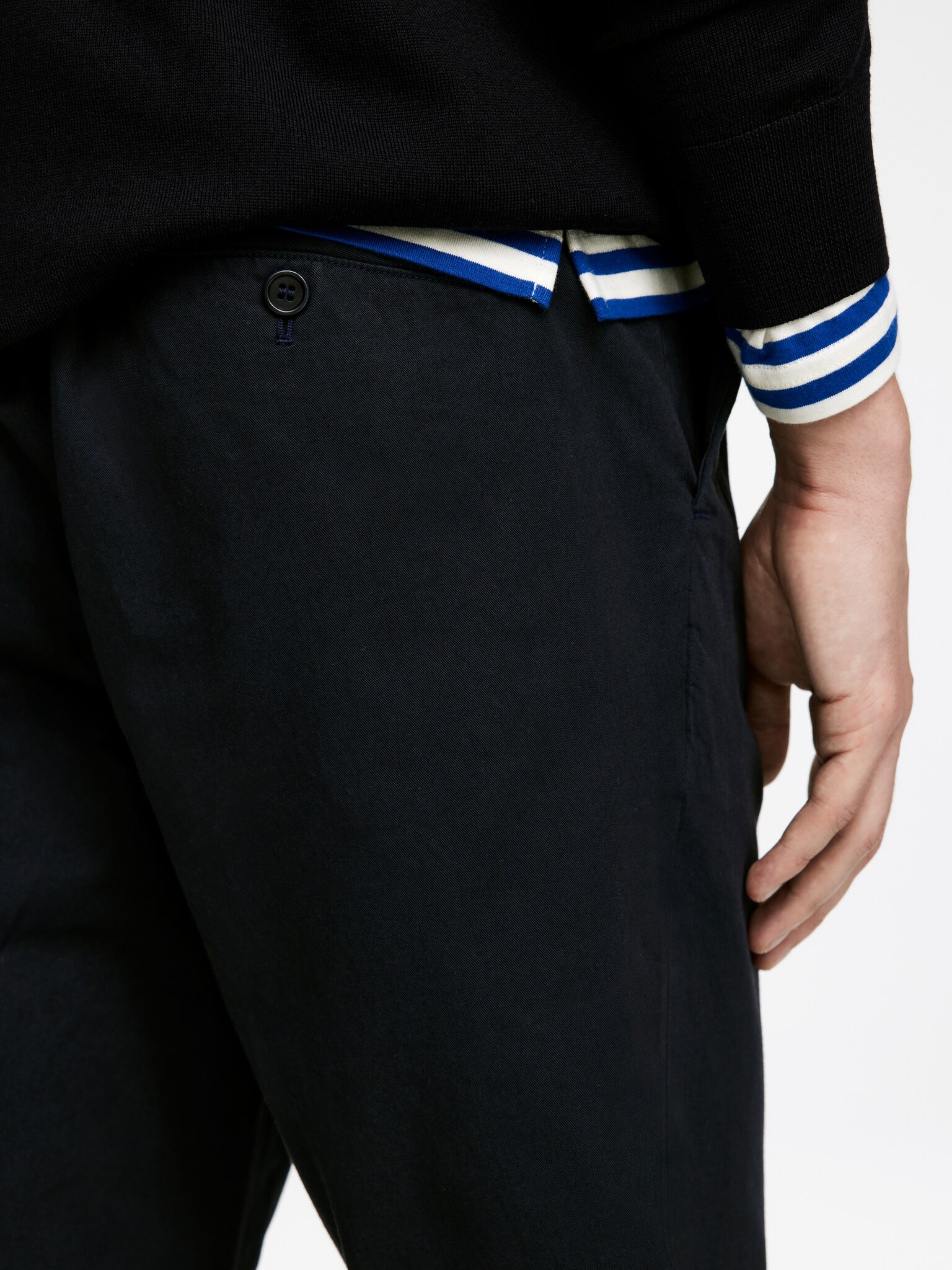 Pantalon chino droit en coton - Bleu foncé/Taupe - 5