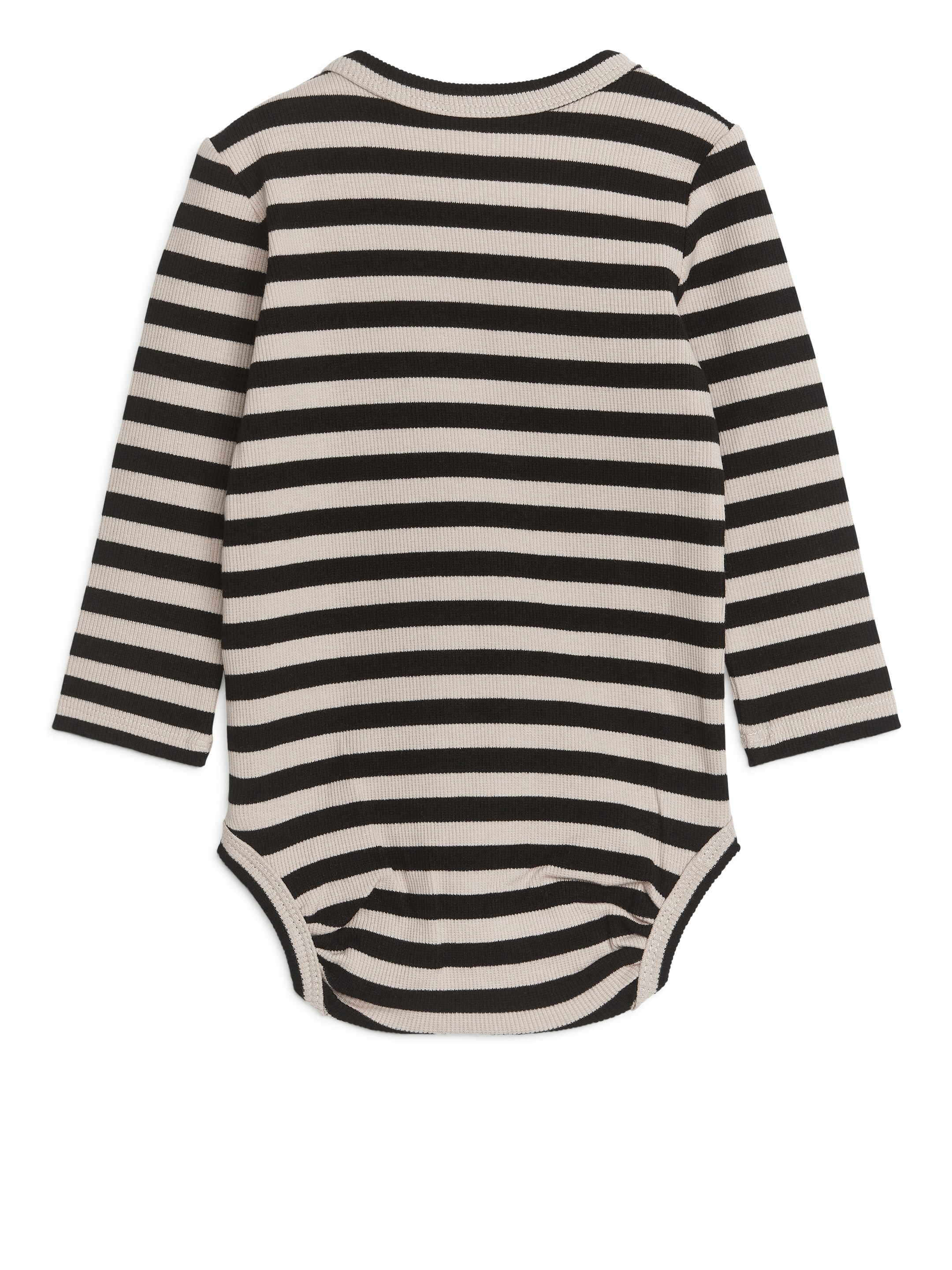 Vezi imaginea mai mare: Body cu mânecă lungă, nervurat - Black/Beige - COPII | H&M RO 2