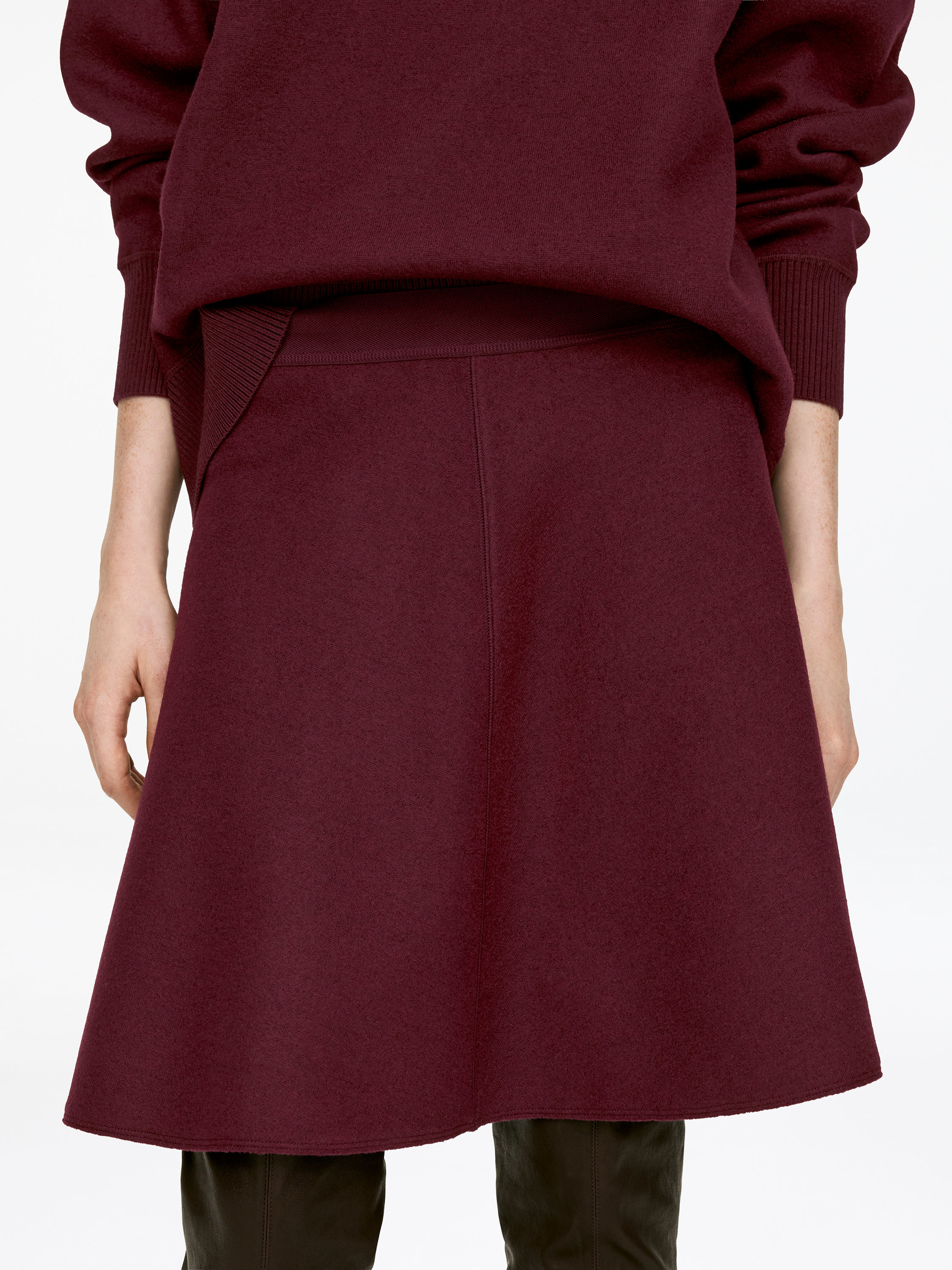 Doublé Wool-Blend Skirt - Dark Red - Regular fit - Women - StillMedia/Lookbook - 3