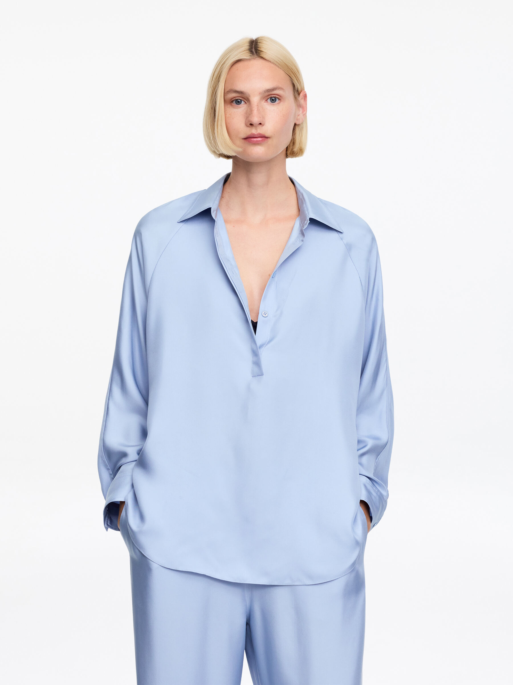 Silk Twill Shirt-#86A5C0-19189