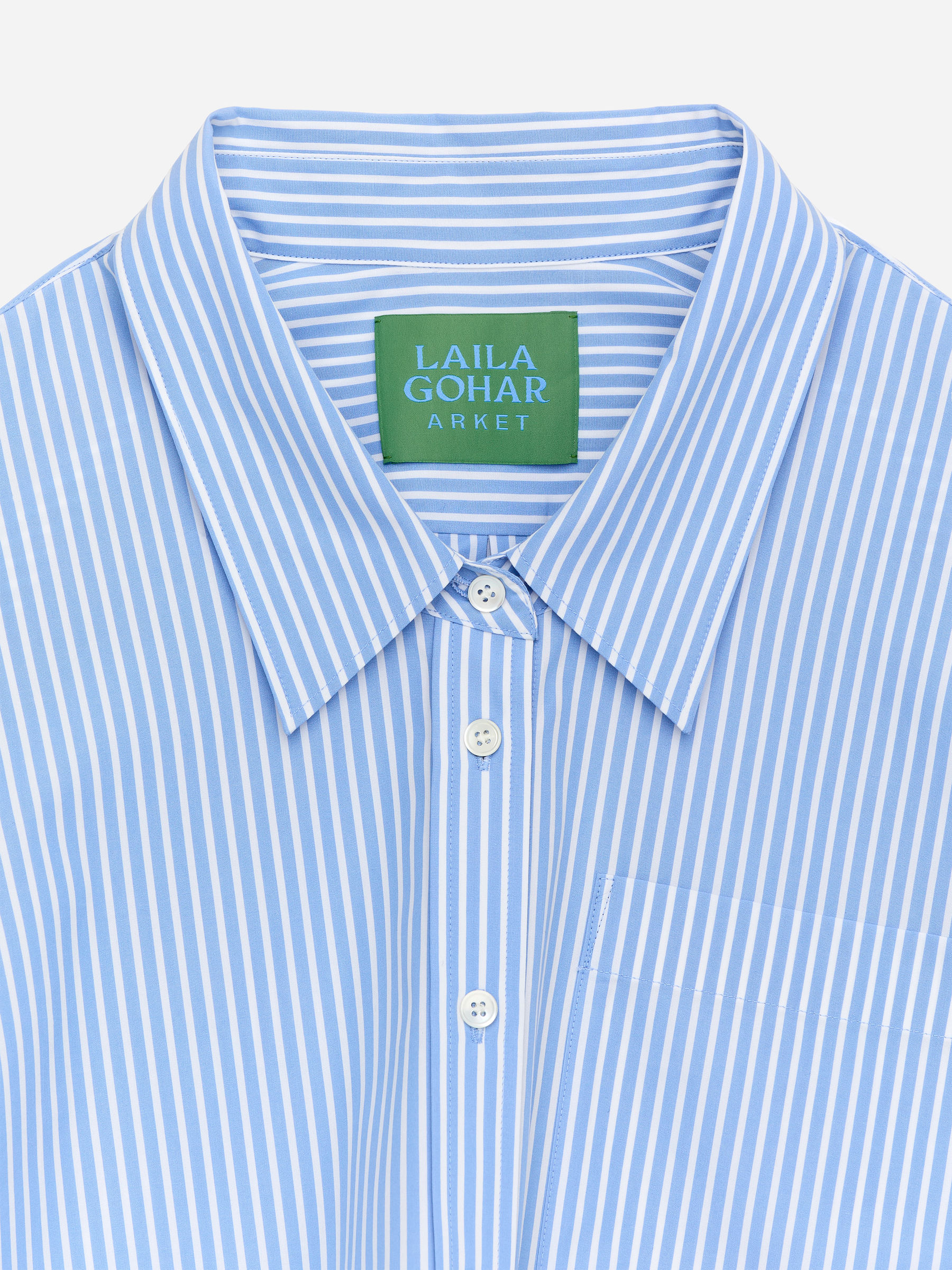 ARKET and Laila Gohar Cropped Shirt - Blue/White - Loose fit - Women - StillMedia/DescriptiveDetail - 1