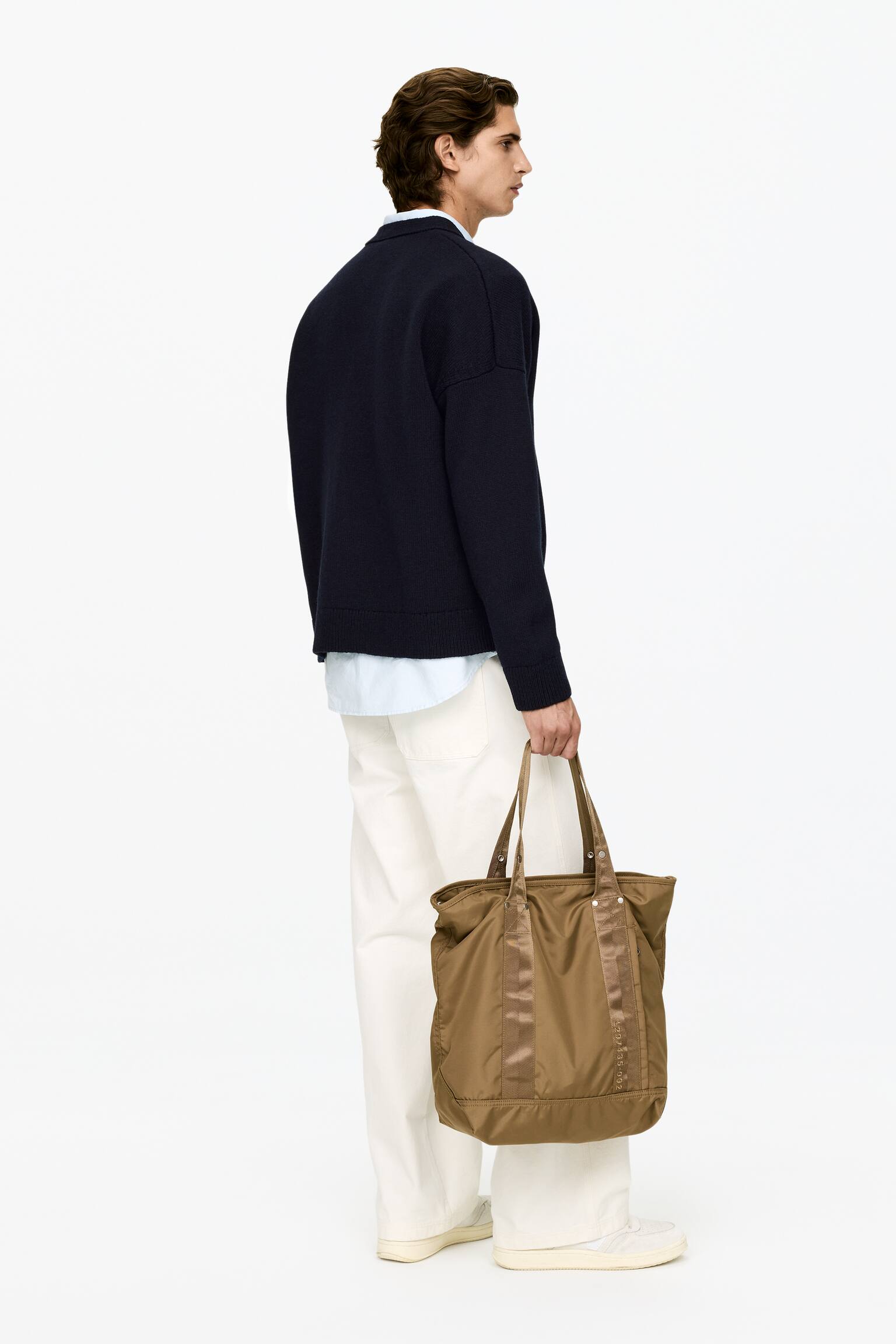 Ullcardigan med v-hals - Mørkeblå - 4