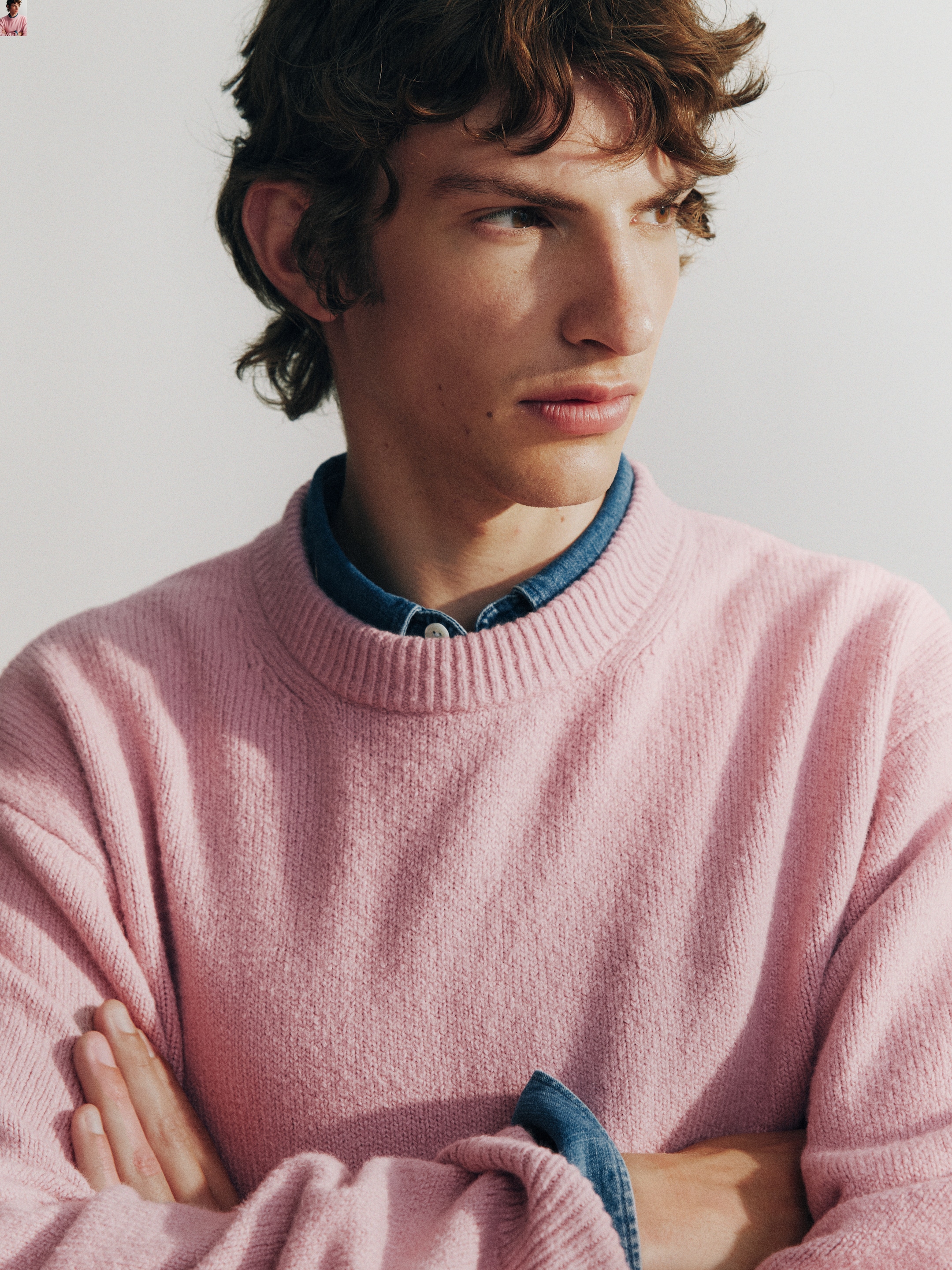 Knitted Crewneck Jumper - Dusty Pink - Loose fit - Men - StillMedia/Environmental - 1