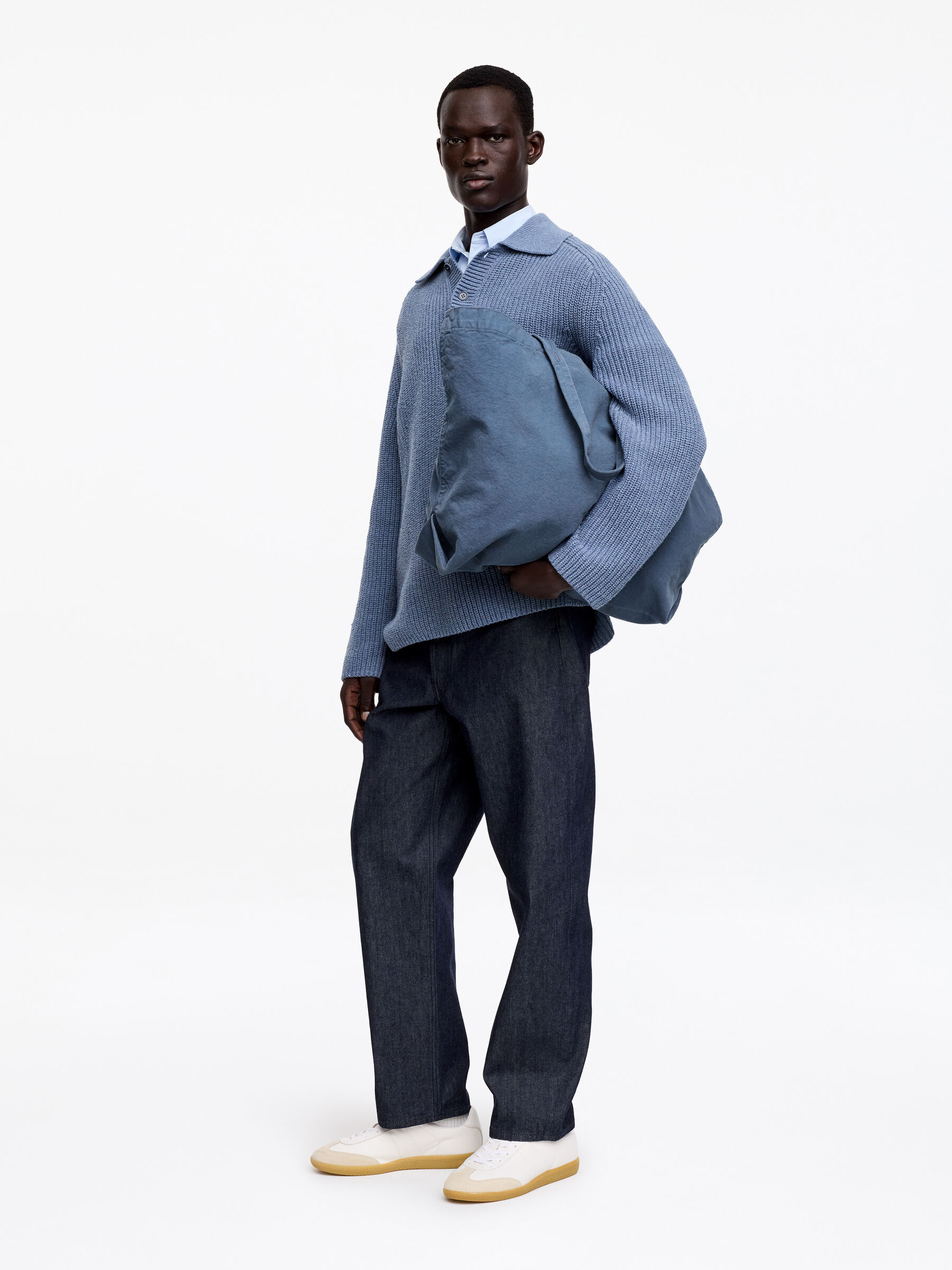 Oversized väska i canvas - Gråblå - Men - StillMedia/Lookbook - 4