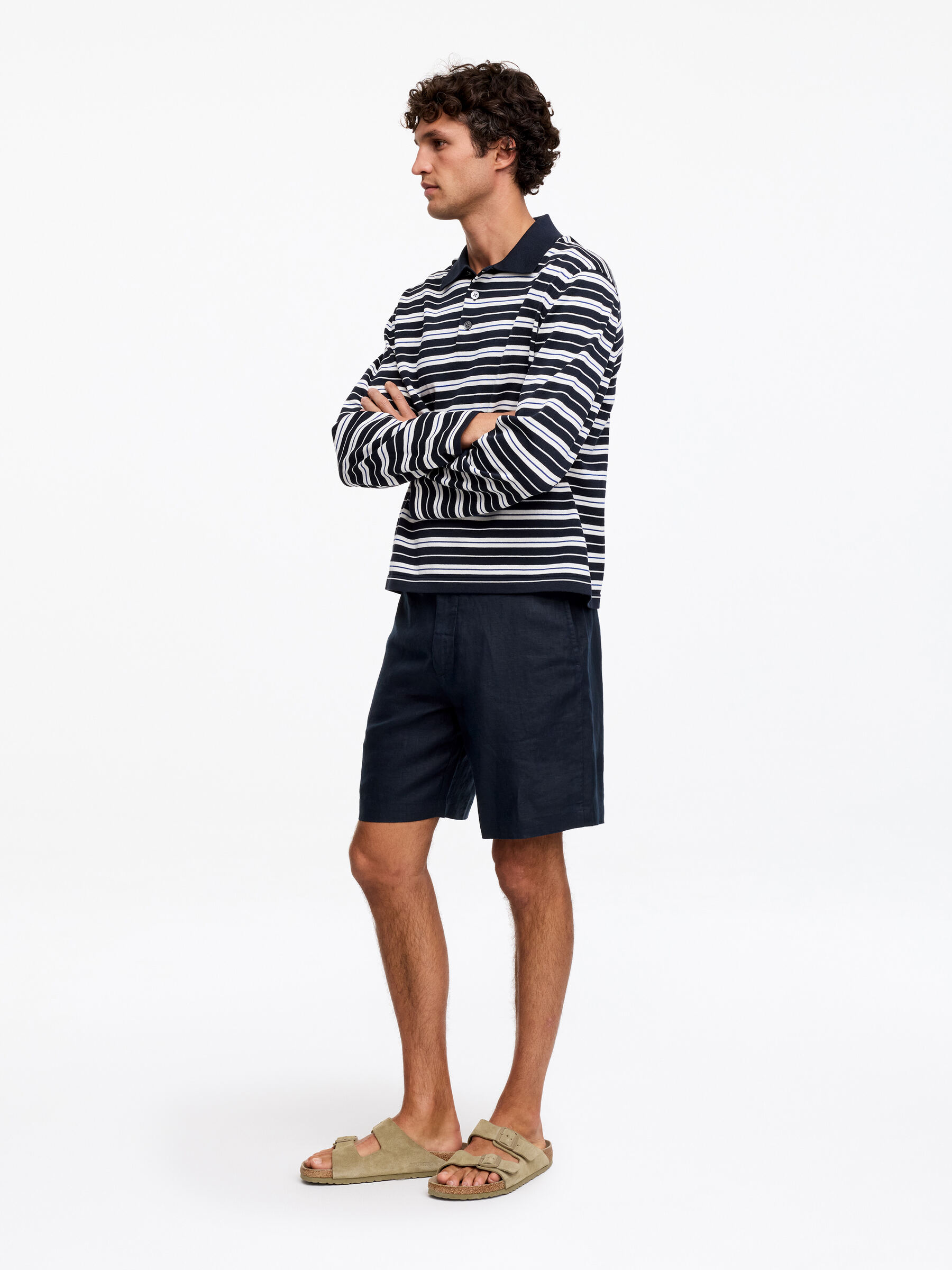 Linen Shorts - Dark Blue - Regular fit - Men - StillMedia/Lookbook - 5