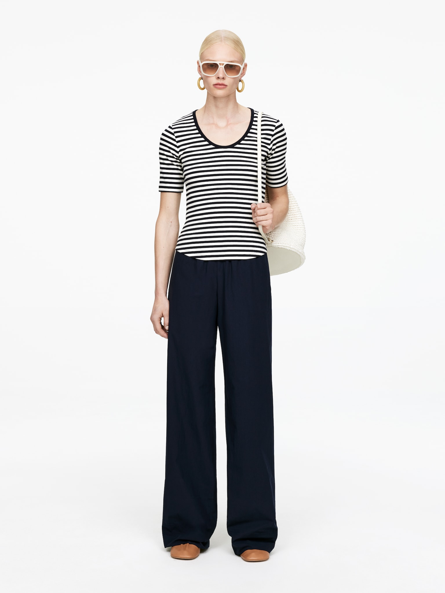 Pantalon en coton - Bleu foncé/Rose