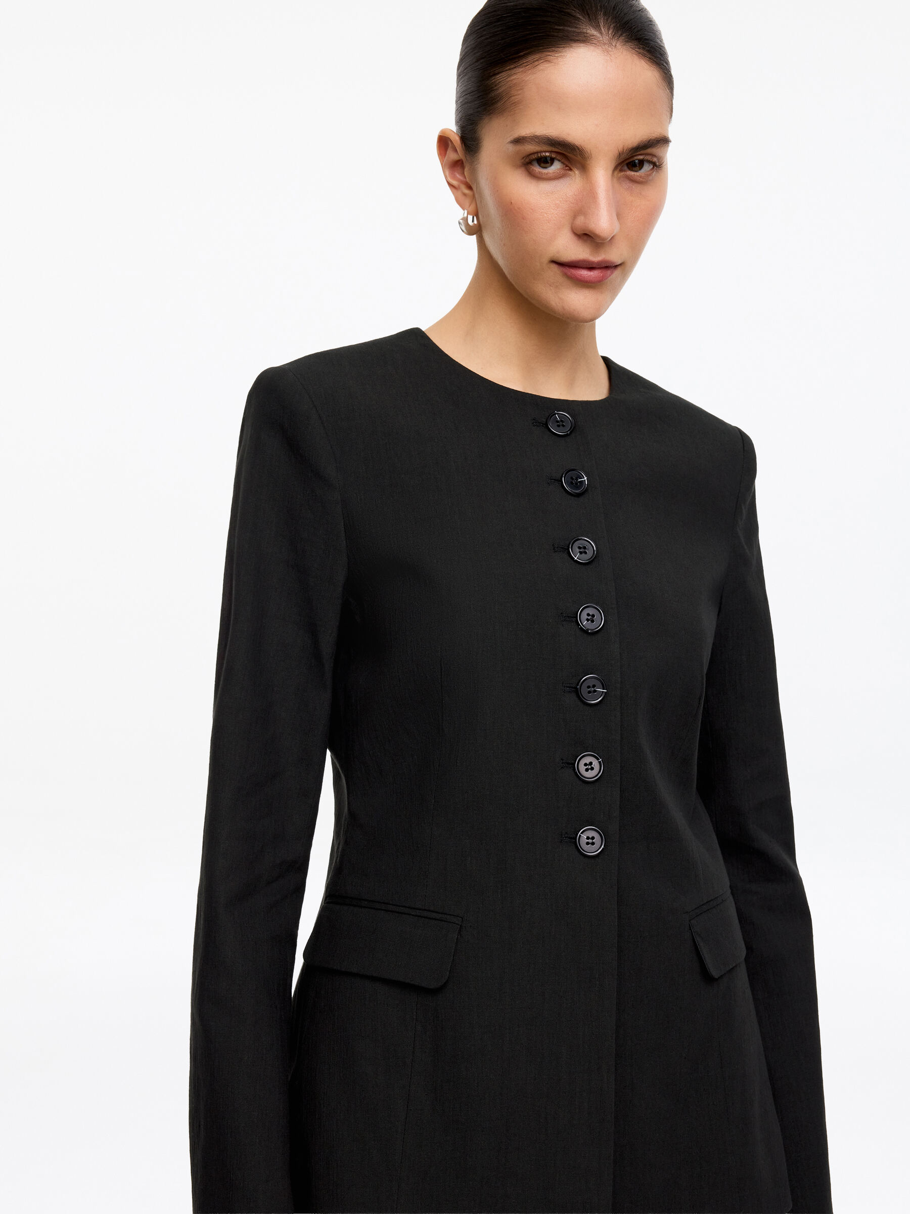 Linen-Blend Blazer - Black - Slim fit - Women - StillMedia/Lookbook - 4