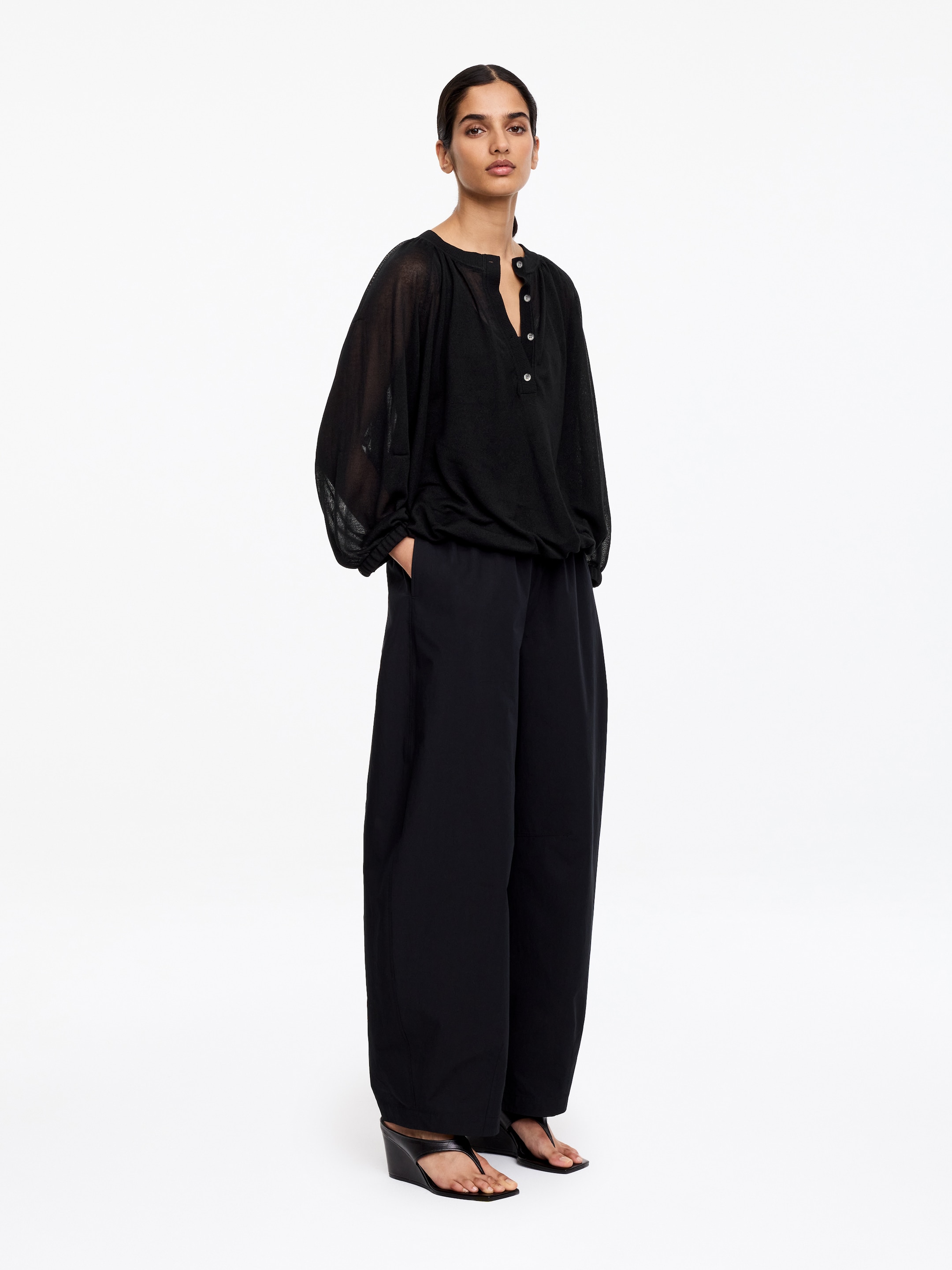 Sheer Knit Top - Black - Loose fit - Women - StillMedia/Lookbook - 4