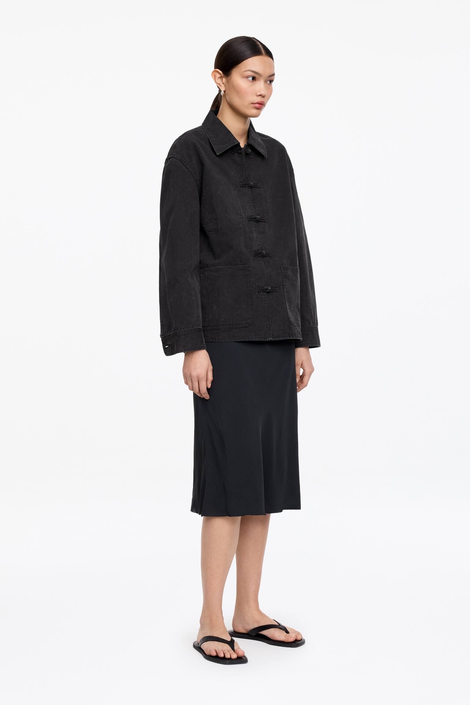 Sobrecamisa con botones de nudo - Negro - 5