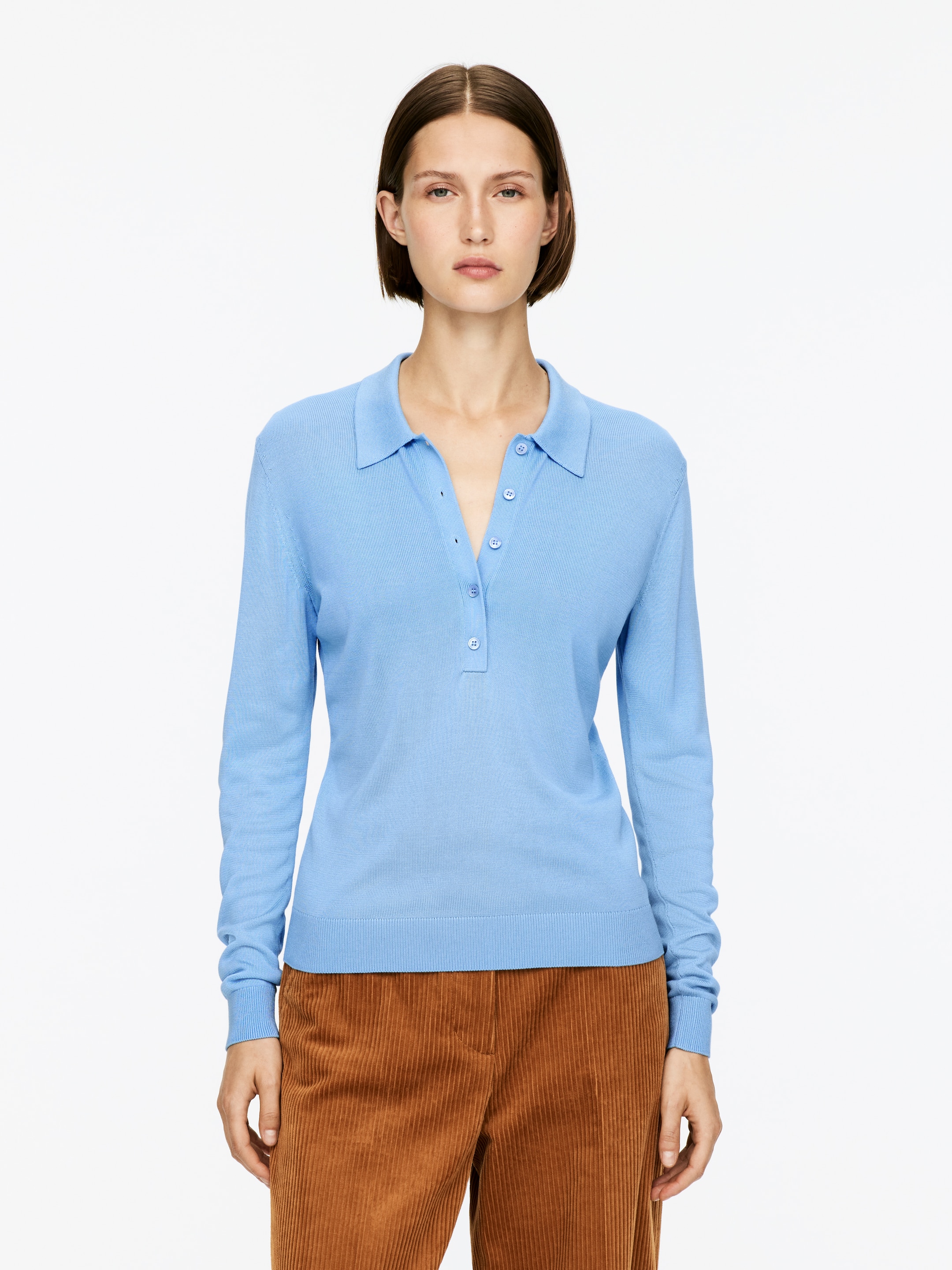 Visa större bild: Stickad pikétröja - Ljusblå - DAM | H&M SE 1