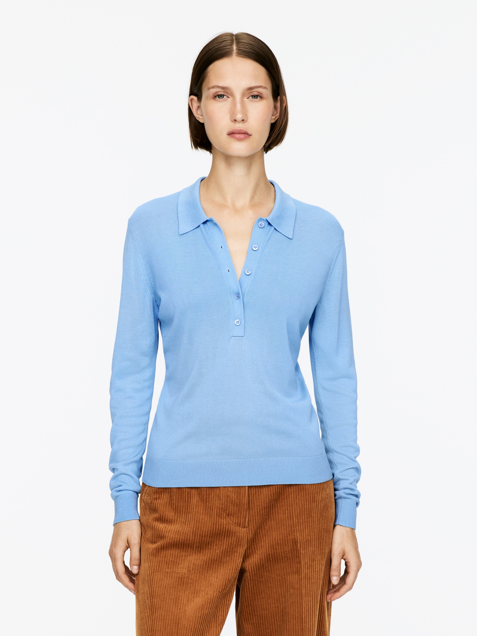 Polo con lavorazione a maglia - Azzurro/Bianco