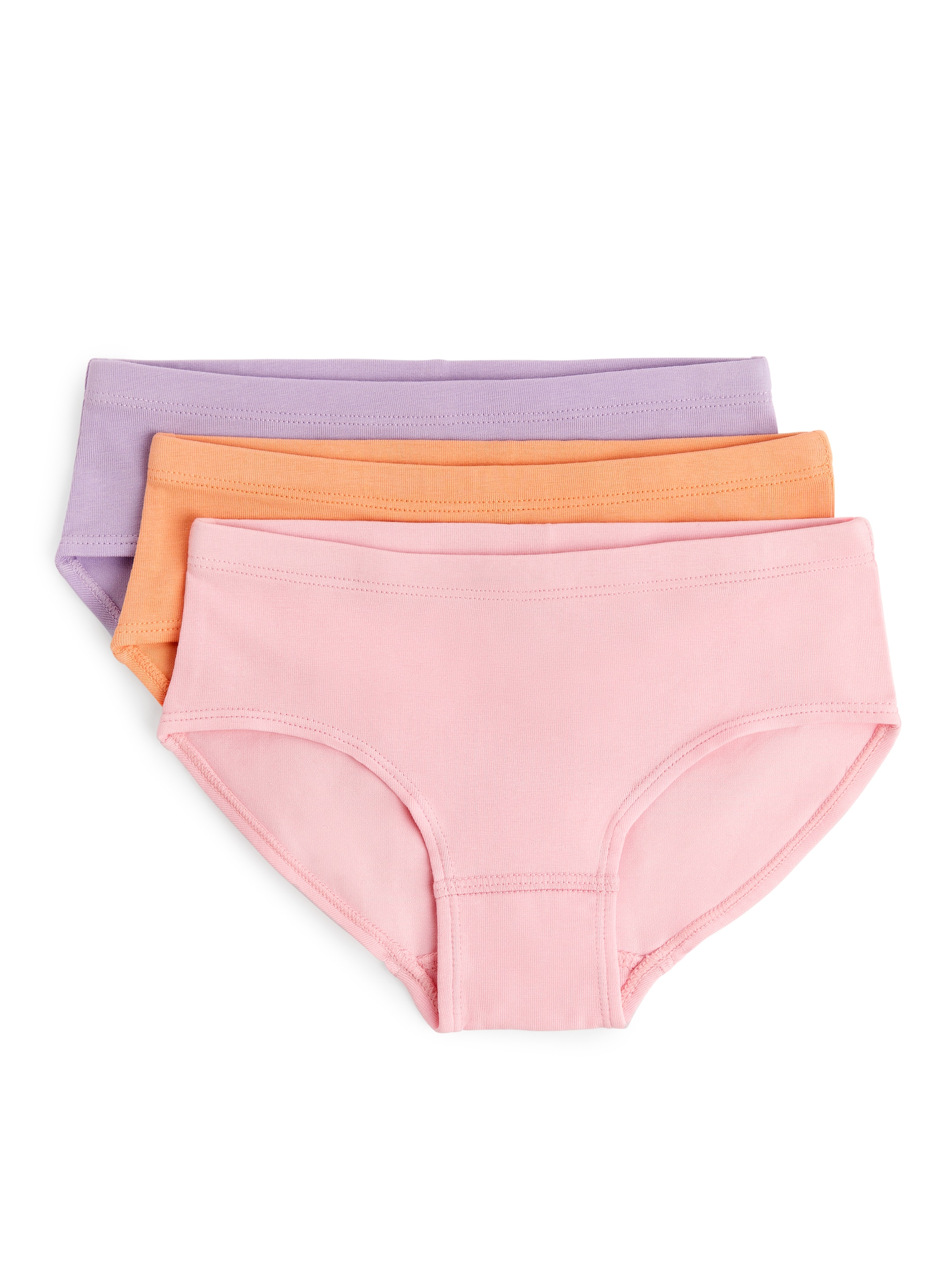Trosor i bomullstrikå, 3-pack - Orange/rosa/lila - Regular fit - Children - StillMedia/DescriptiveStillLife - 3