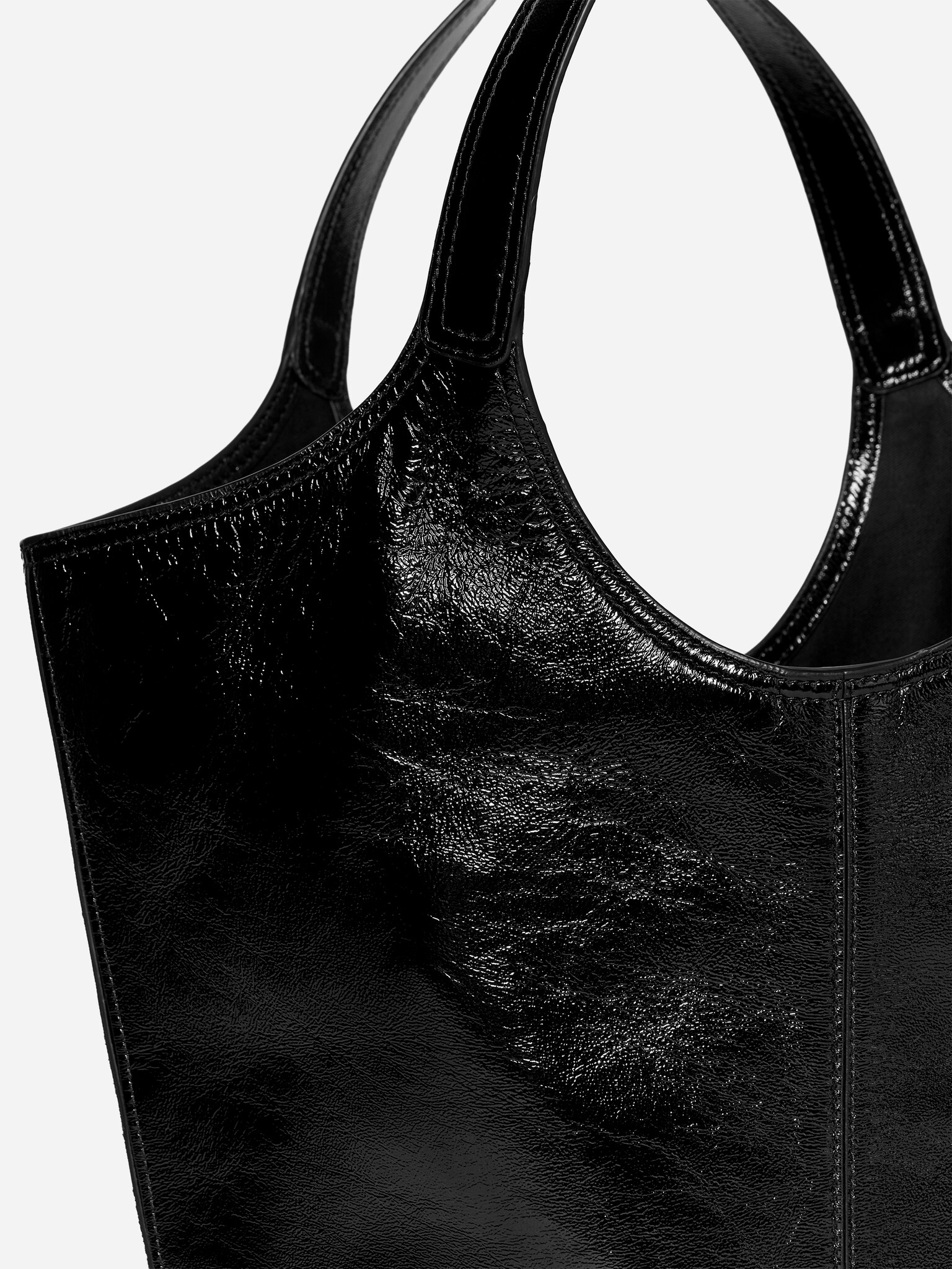 Patent Leather Tote Bag - Black - 4