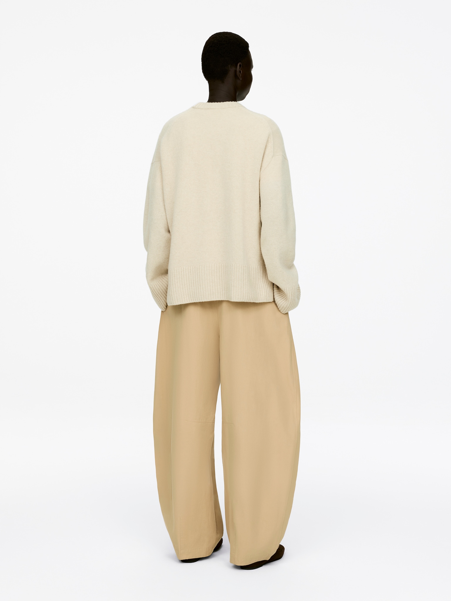 Pull décontracté en laine et cachemire - Beige/Noir - 4