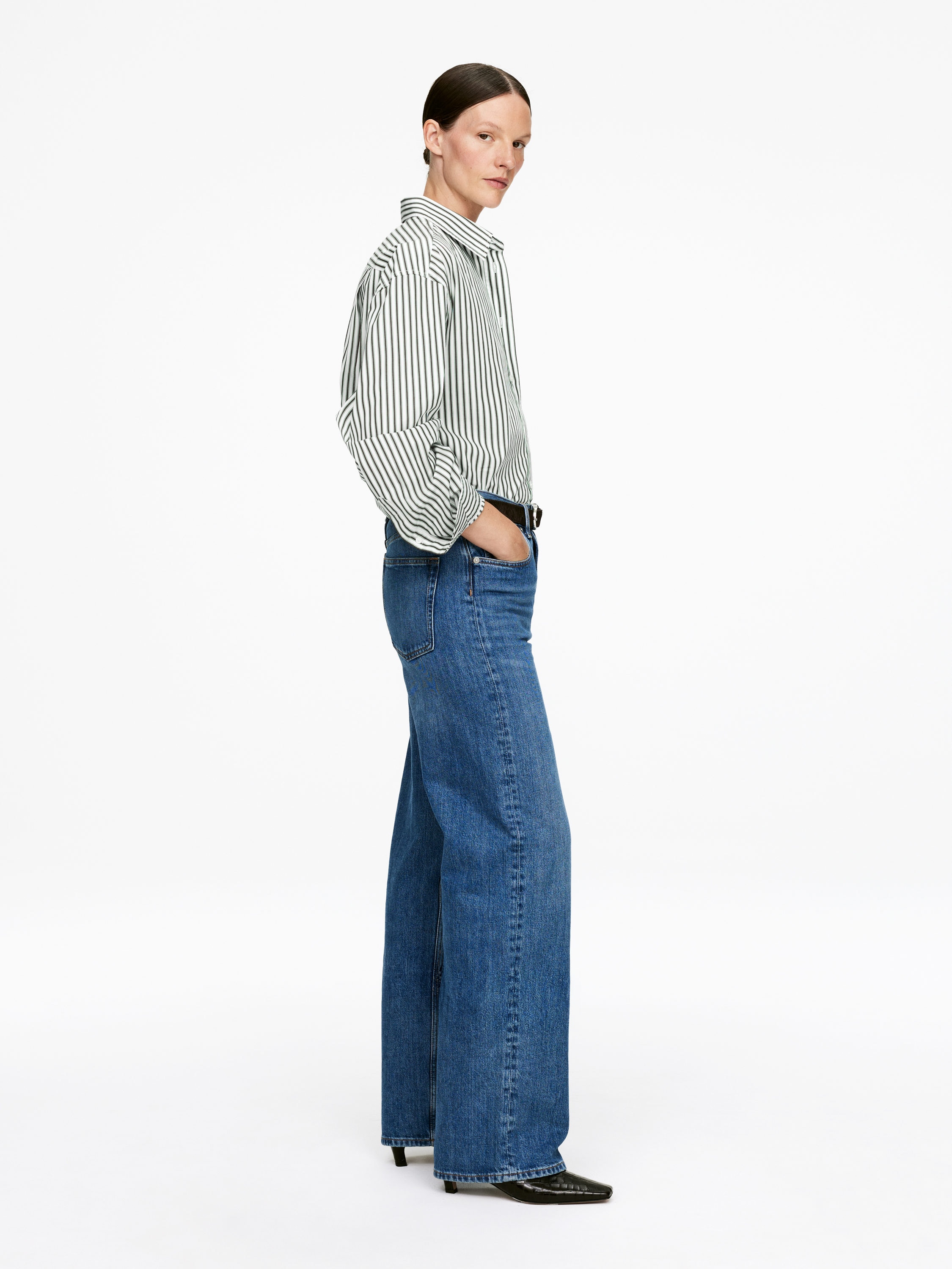 Oversized Cotton Shirt - Green/White - Oversized - Women - StillMedia/Lookbook - 6